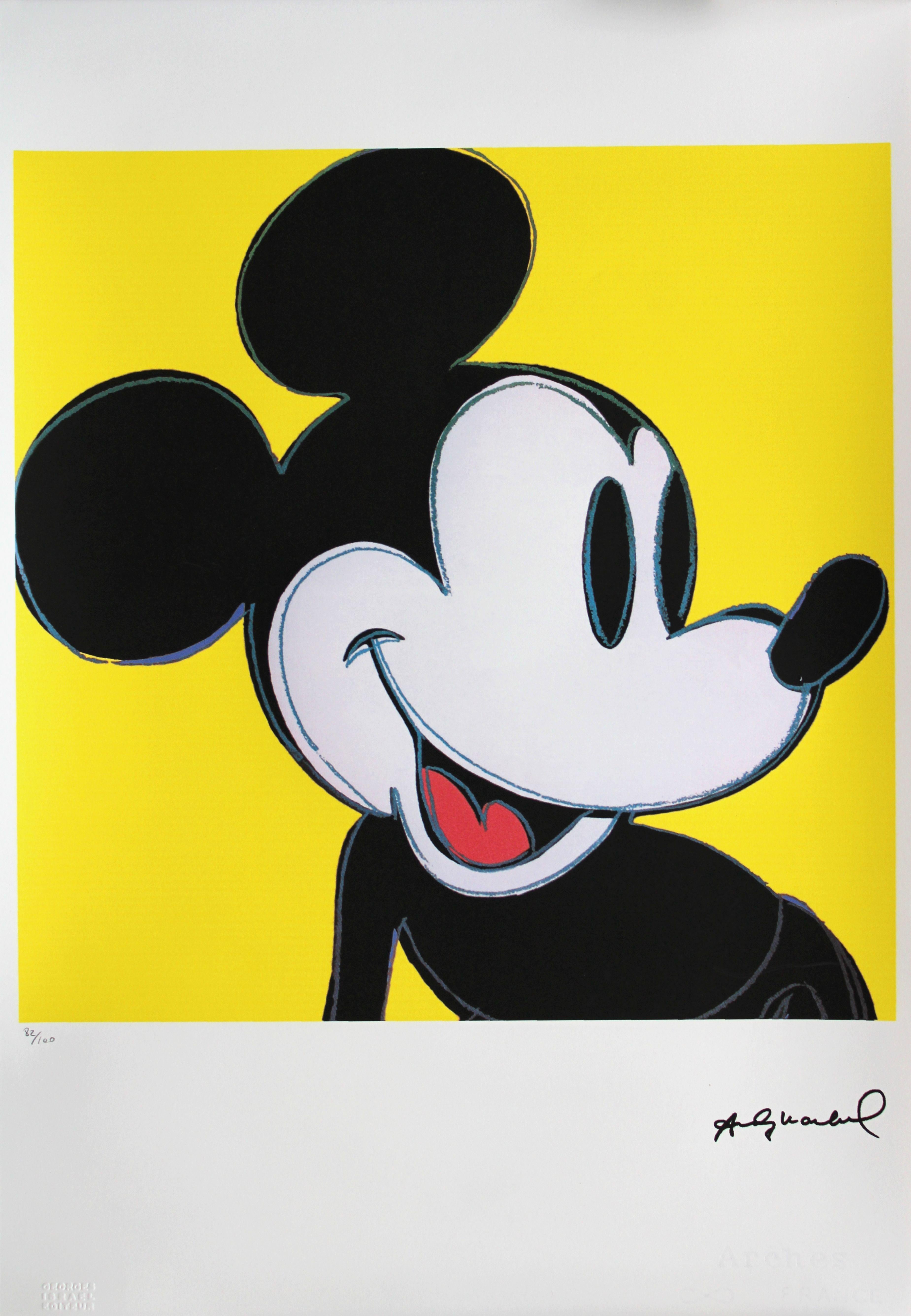 Mickey Mouse  82/100. Lithography, offset printing, imprint size 36. 5x36. 5 cm - Print by Andy Warhol