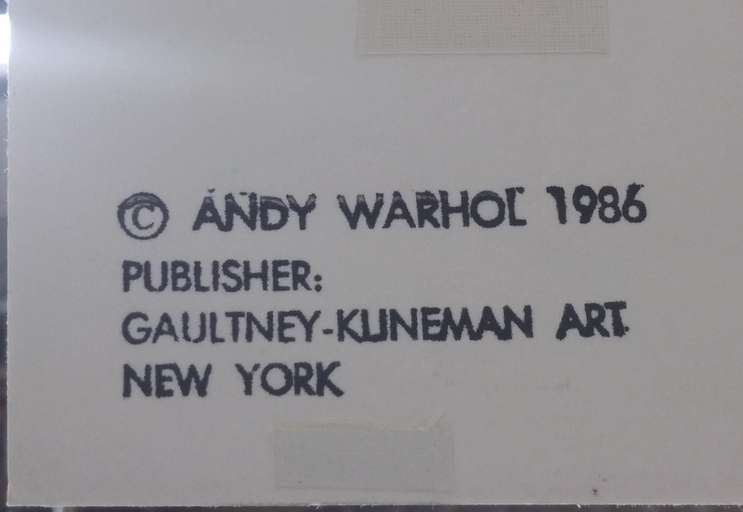 Aus der Serie Cowboys und Indianer.  Einzigartiger Siebdruck in Farben, 1986, auf Lenox Museum Board. Vom Künstler handsigniert und nummeriert. Veröffentlicht von Gaultney, Klineman Art, Inc. in New York, mit deren Copyright-Tintenstempel auf der