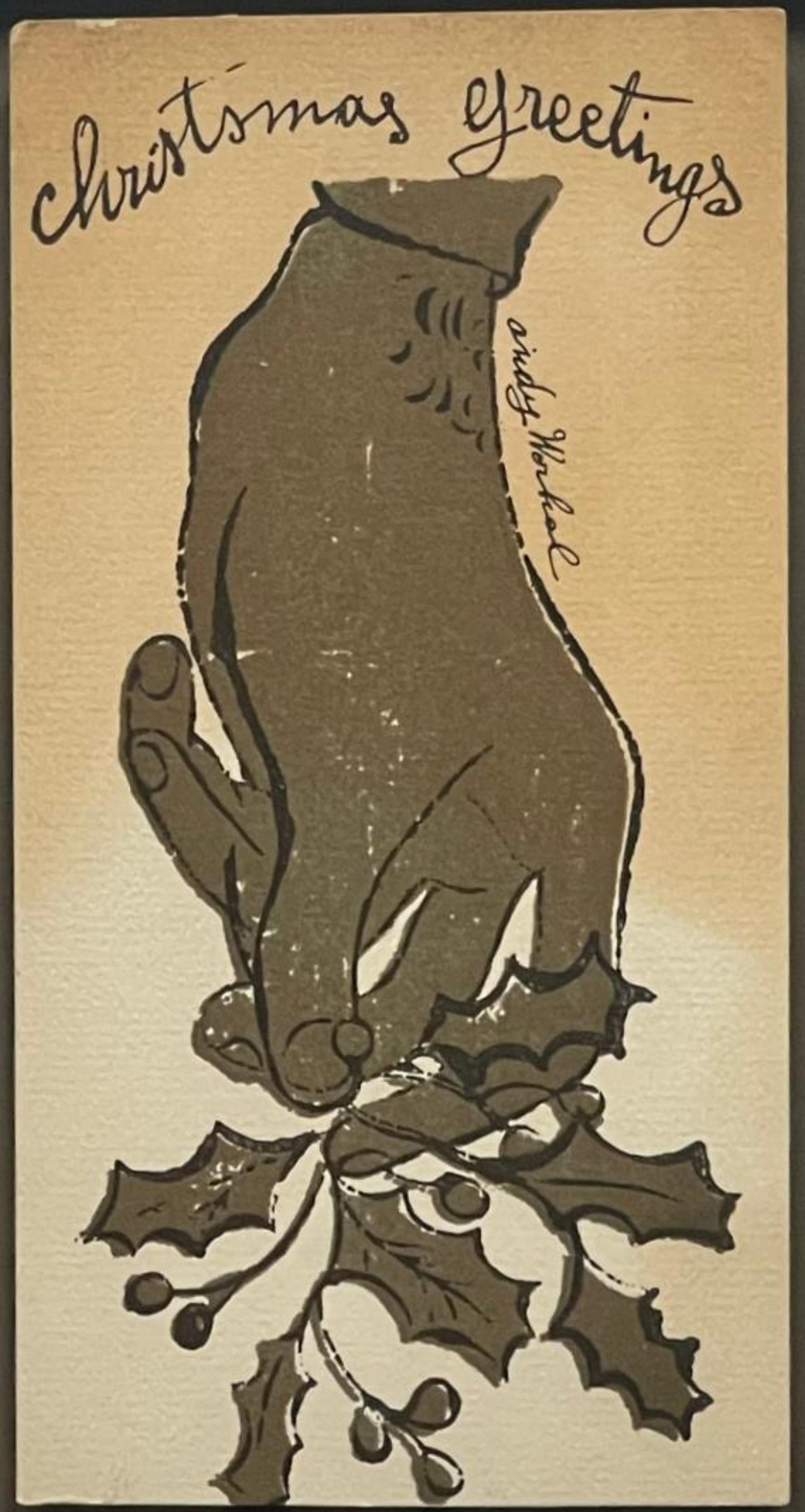 Figurative Print de Andy Warhol - Tarjeta de Navidad original, placa firmada, colección de Herb Nass, abogado de Warhol