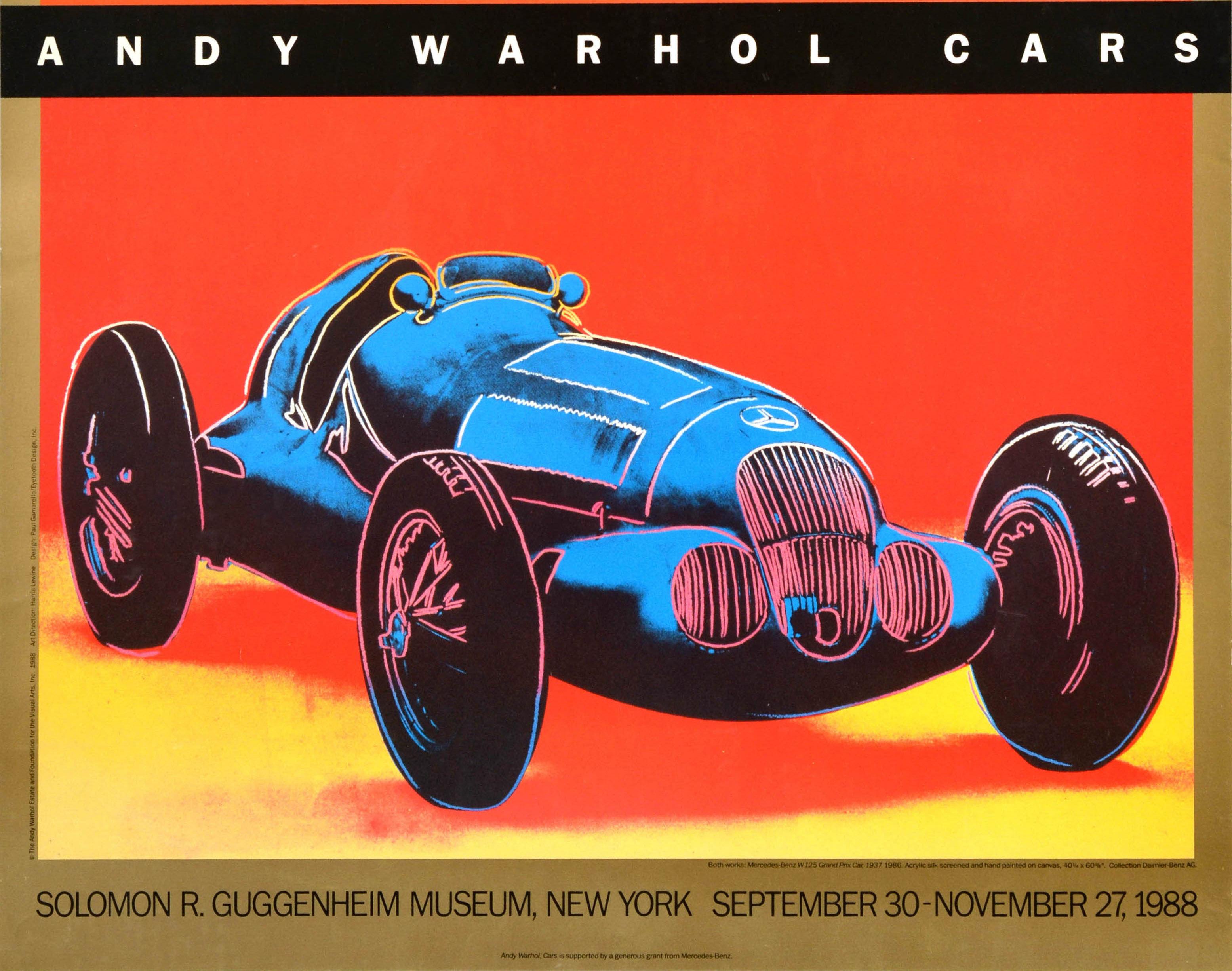 Original Vintage Advertising Poster Andy Warhol Cars Mercedes Benz Guggenheim For Sale 2