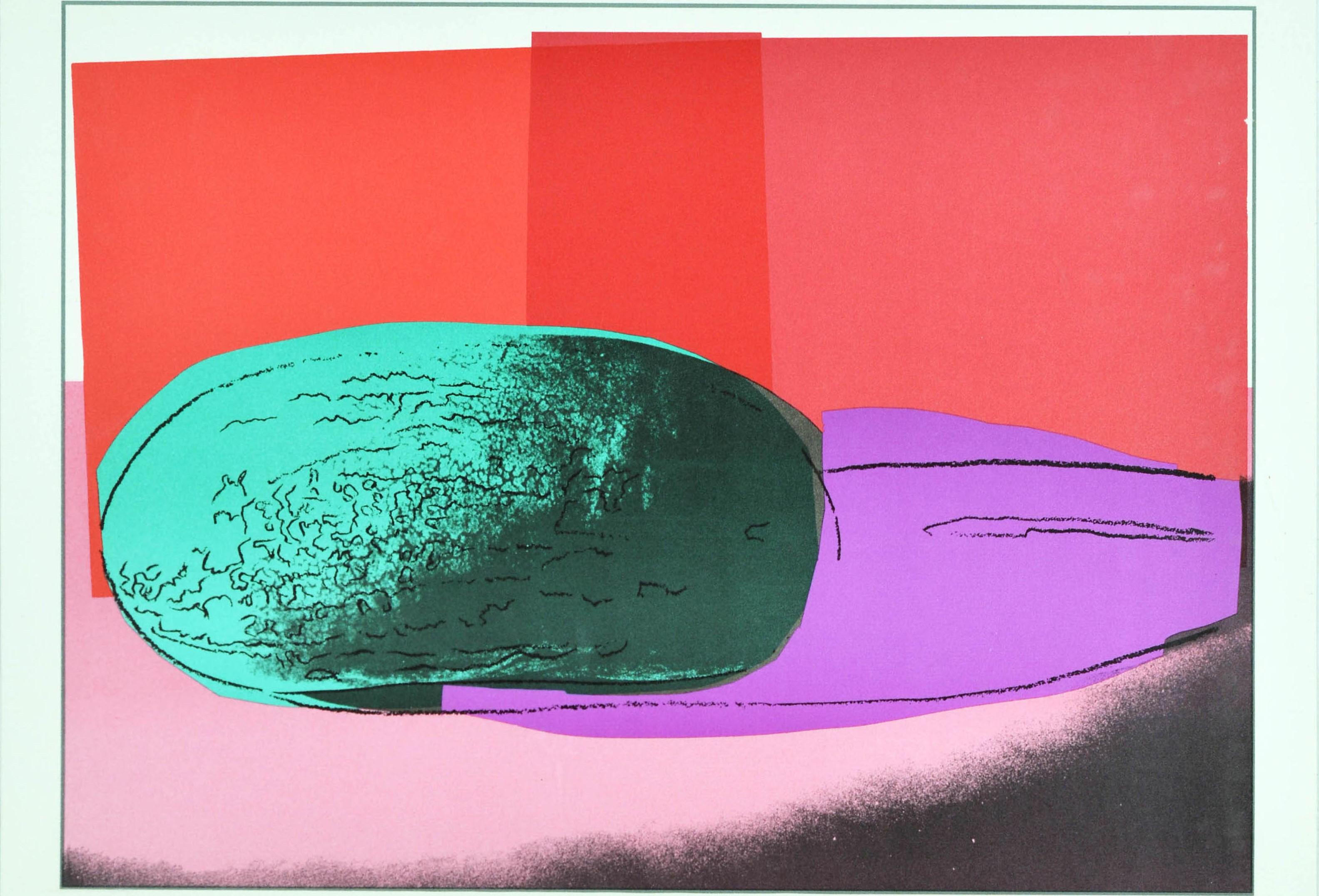 Original vintage poster advertising an exhibition of prints by the notable artist Andy Warhol (1928-1987) from the corporate collection of Lev/Steiner International Ltd New York Space Fruit: Still Life Suite of Serigraphs published by Michael