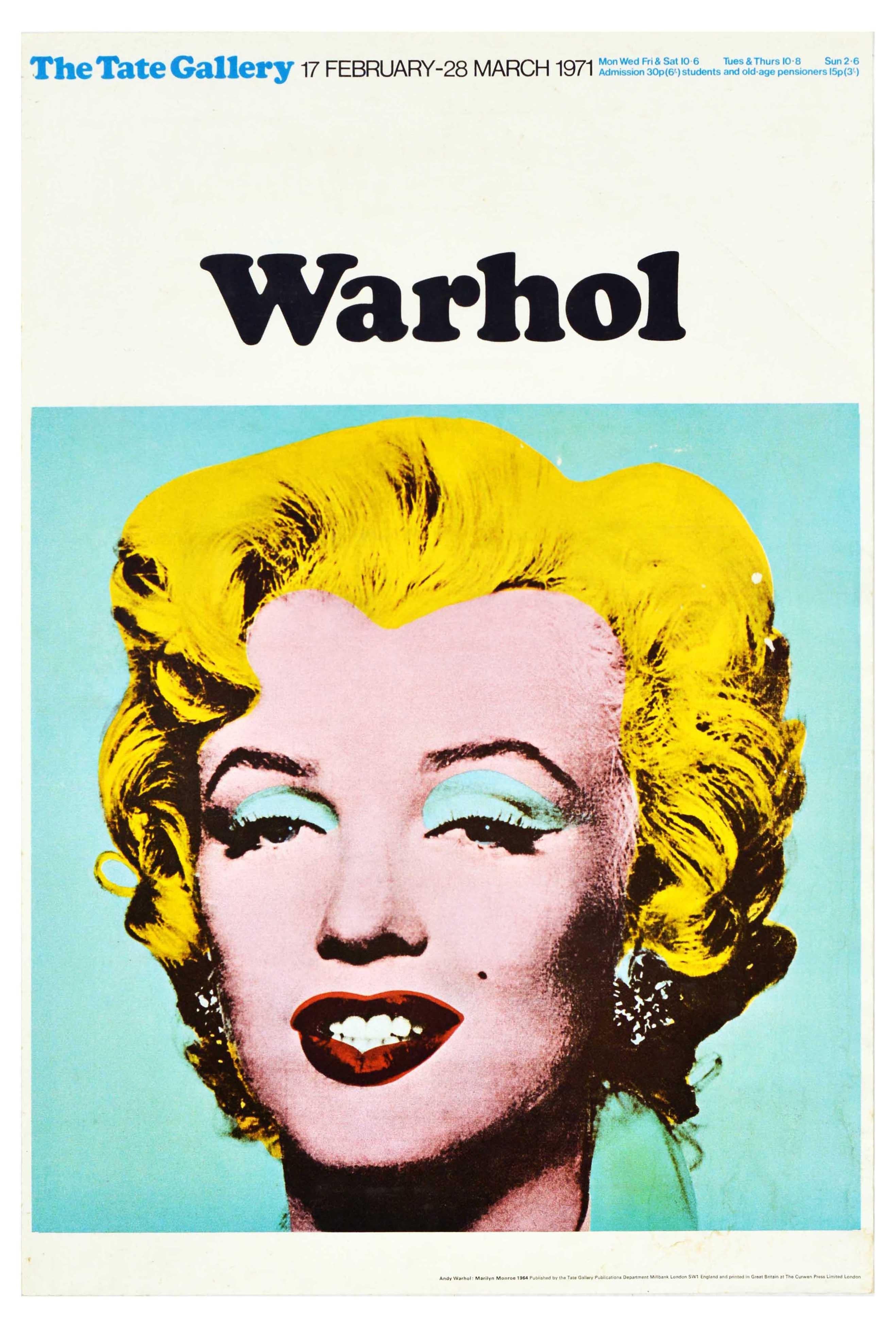 Andy Warhol Print - Original Vintage Pop Art Exhibition Poster Warhol Marilyn Monroe Tate Gallery