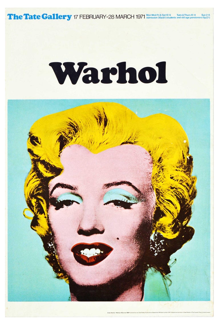Andy Warhol Original Vintage Pop Art Exhibition Poster Warhol Marilyn