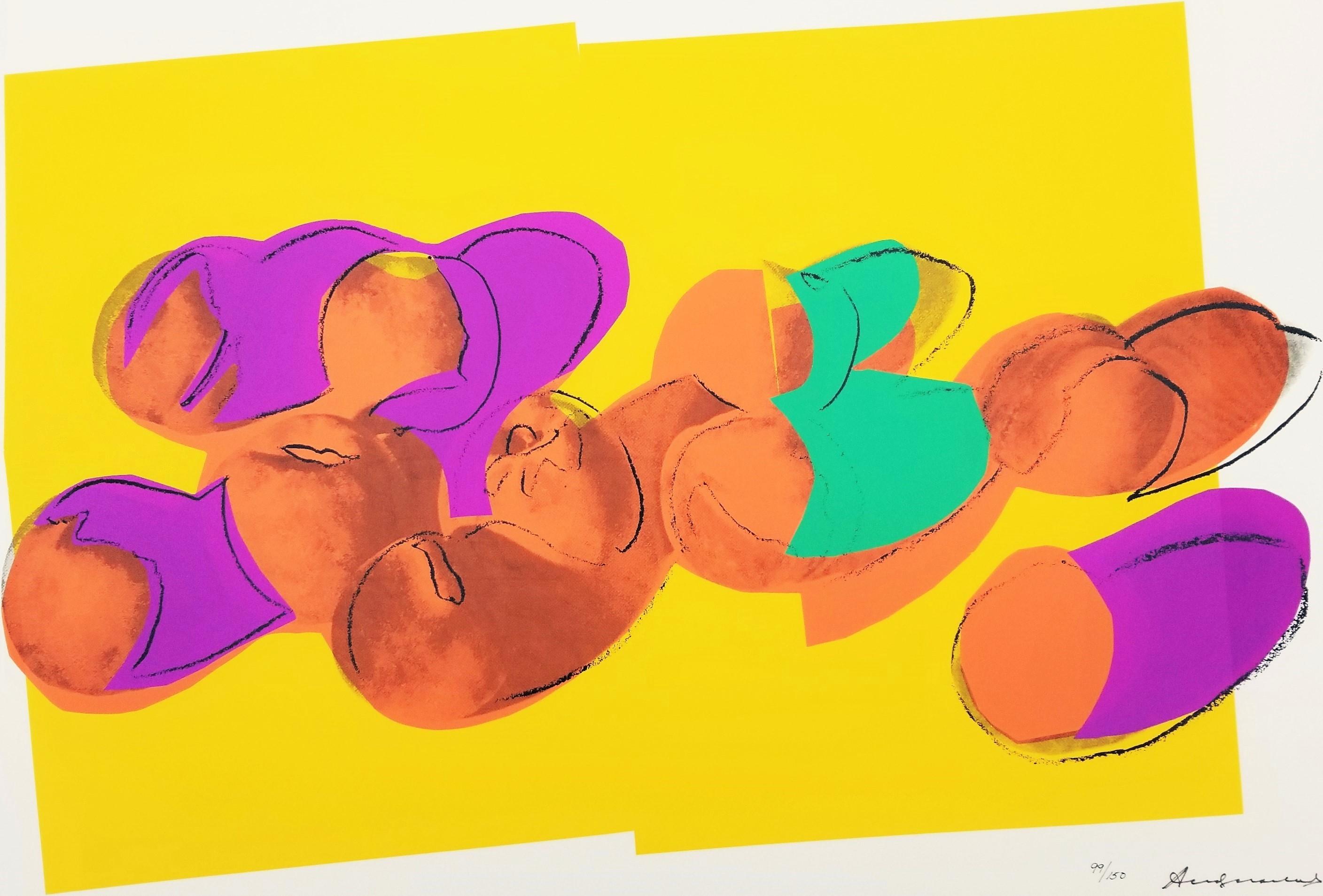Artistics : Andy Warhol (américain, 1928-1987)
Titre : "Pêches"
Portfolio : Fruit de l'espace : Natures mortes
*Signée par Warhol au feutre en bas à droite
Année : 1979
Support : Sérigraphie originale sur Lenox Museum Board
Édition limitée : 99/150,