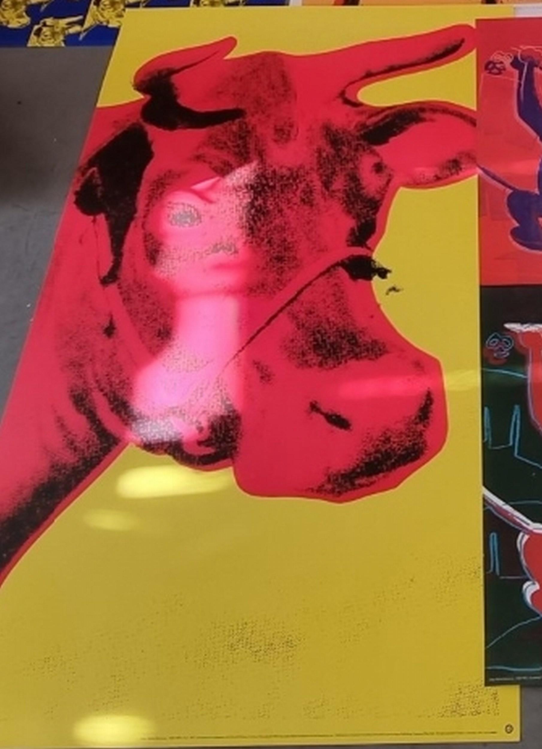 Andy Warhol Portrait Print - Pink Cow