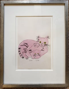 Vintage Pink 'Sam Sam' from 25 Cats... Hand-Coloured lithograph with signed frontispiece