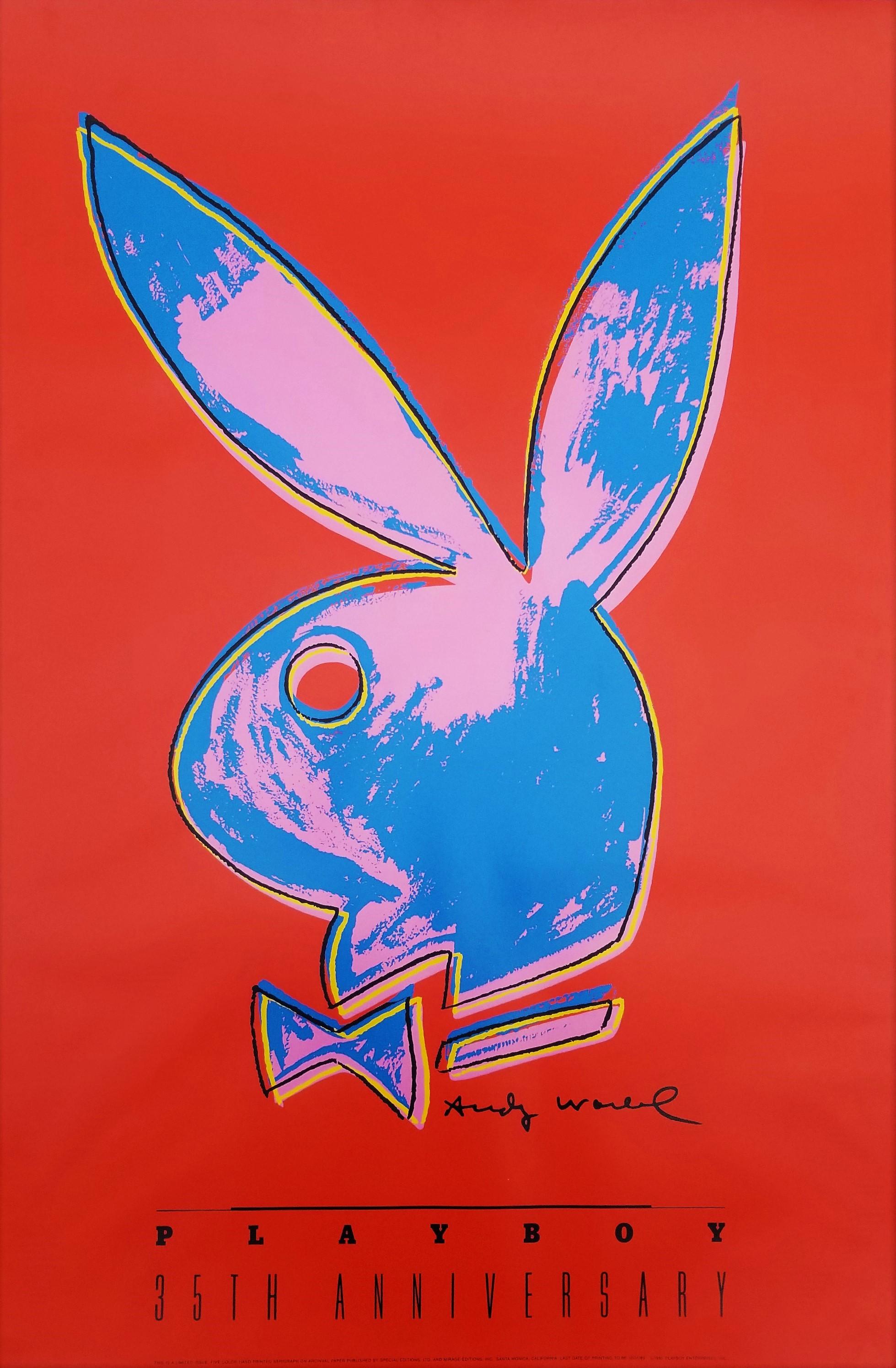 Artistics : (d'après) Andy Warhol (américain, 1928-1987)
Titre : "Playboy : 35th Anniversary" (Playboy : 35e anniversaire)
*Signé par Warhol dans la plaque (signature imprimée) en bas à droite
Année : 1986-1989
Support : Sérigraphie originale,