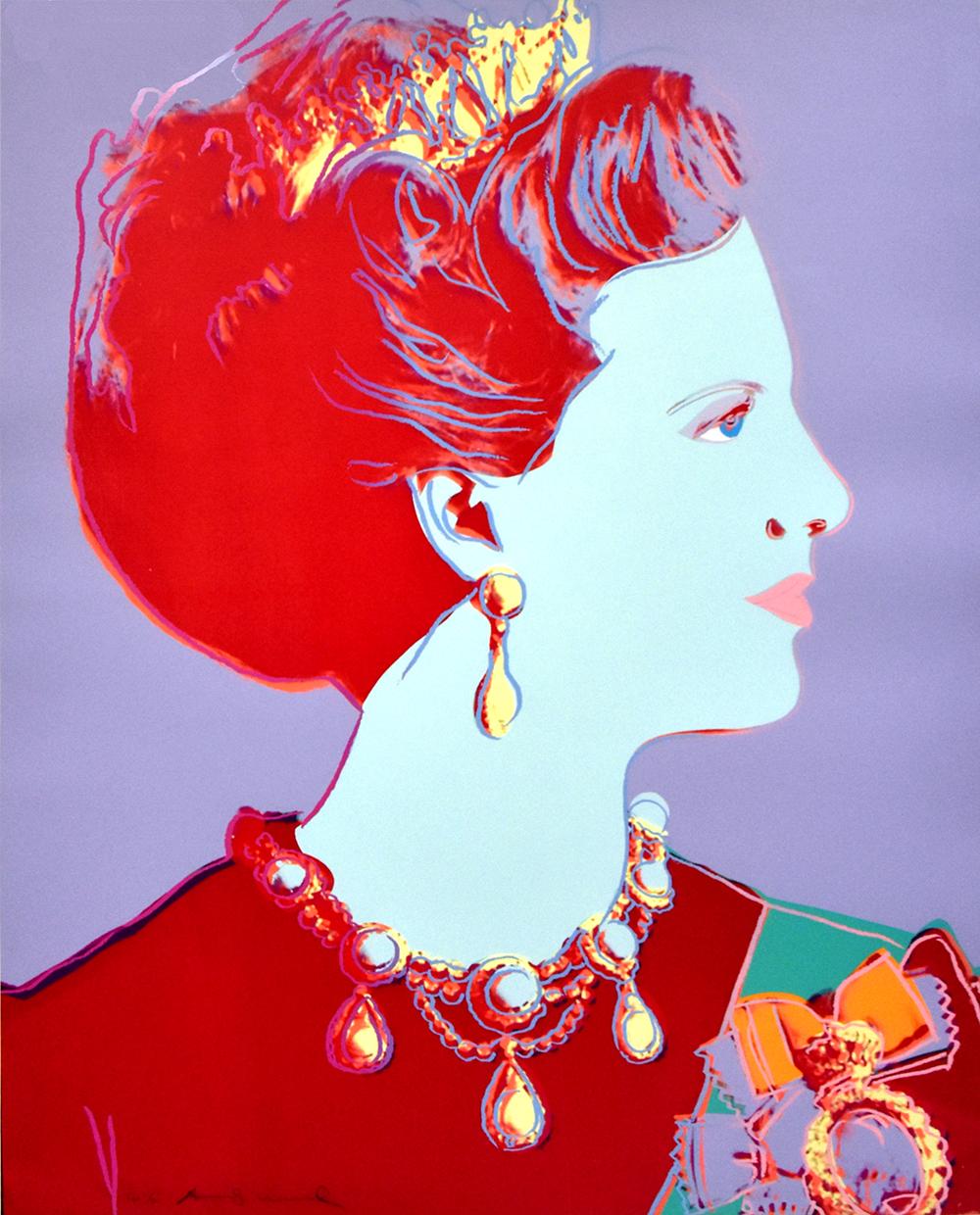 Andy Warhol Portrait Print - Queen Margrethe II (from Reigning Queens Series), Unique Trial Proof, 1985 