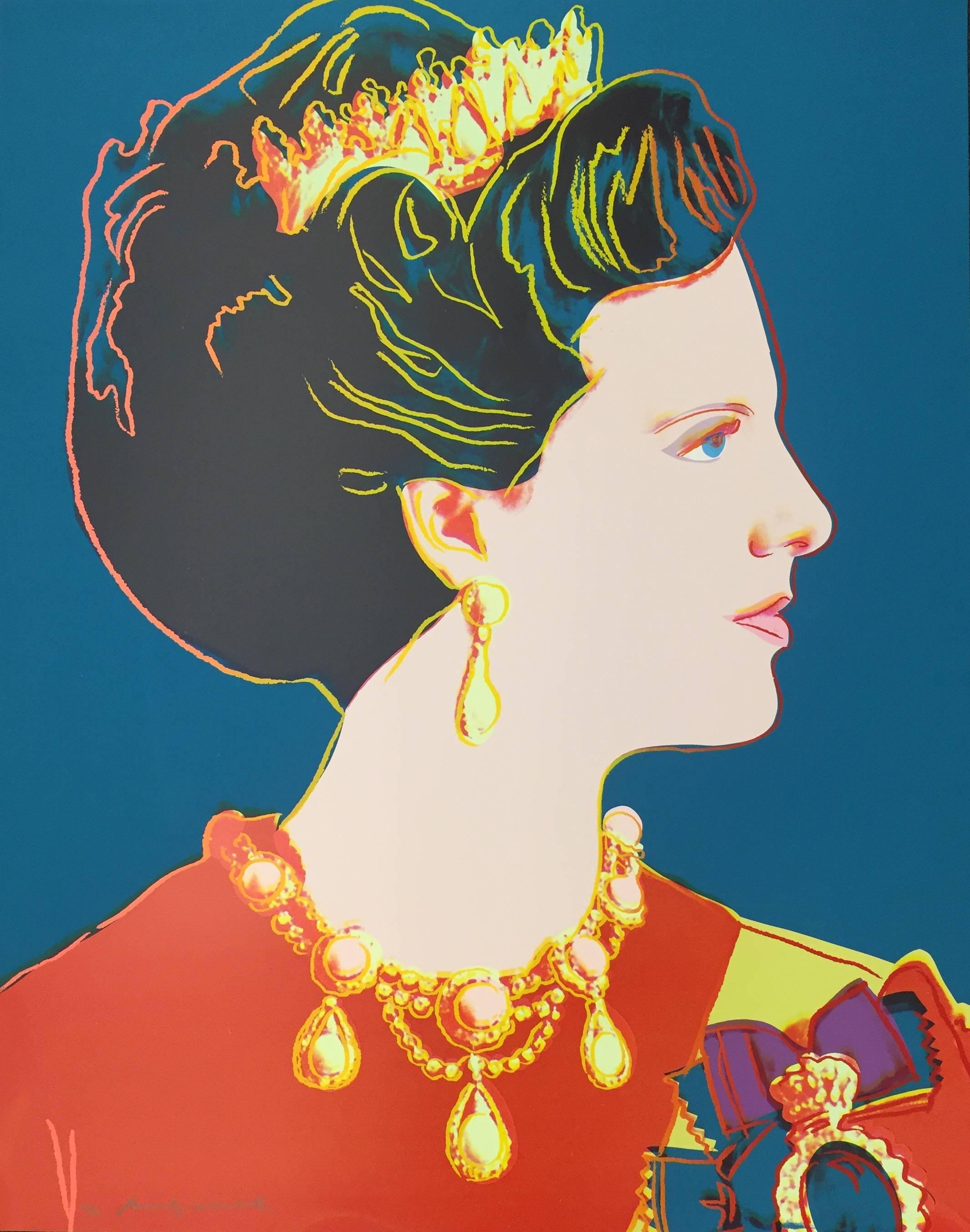Andy Warhol Portrait Print - Queen Margrethe II of Denmark (FS II.343)