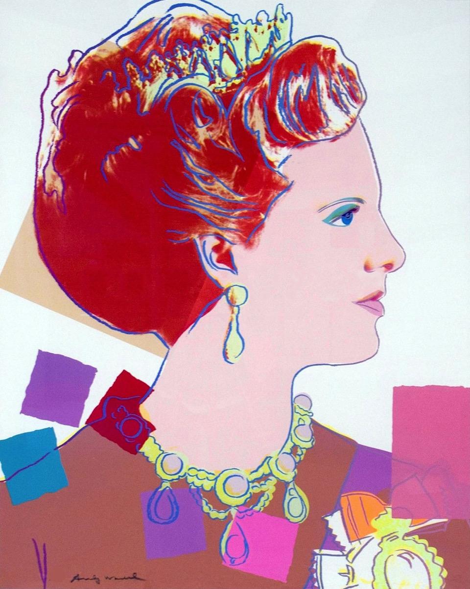 Andy Warhol Portrait Print - Queen Margrethe II of Denmark (FS II.344) 