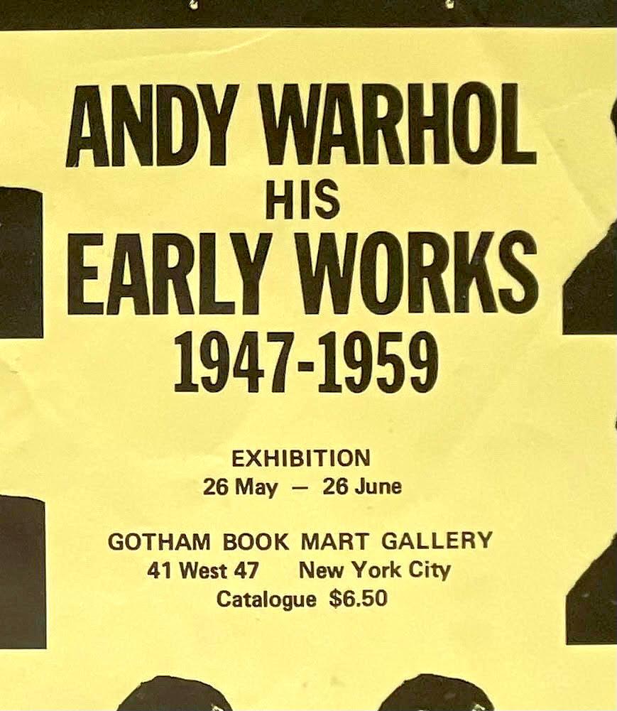 Rare historic broadside for 1971 Andy Warhol Gotham Bookmart exhibition  For Sale 1