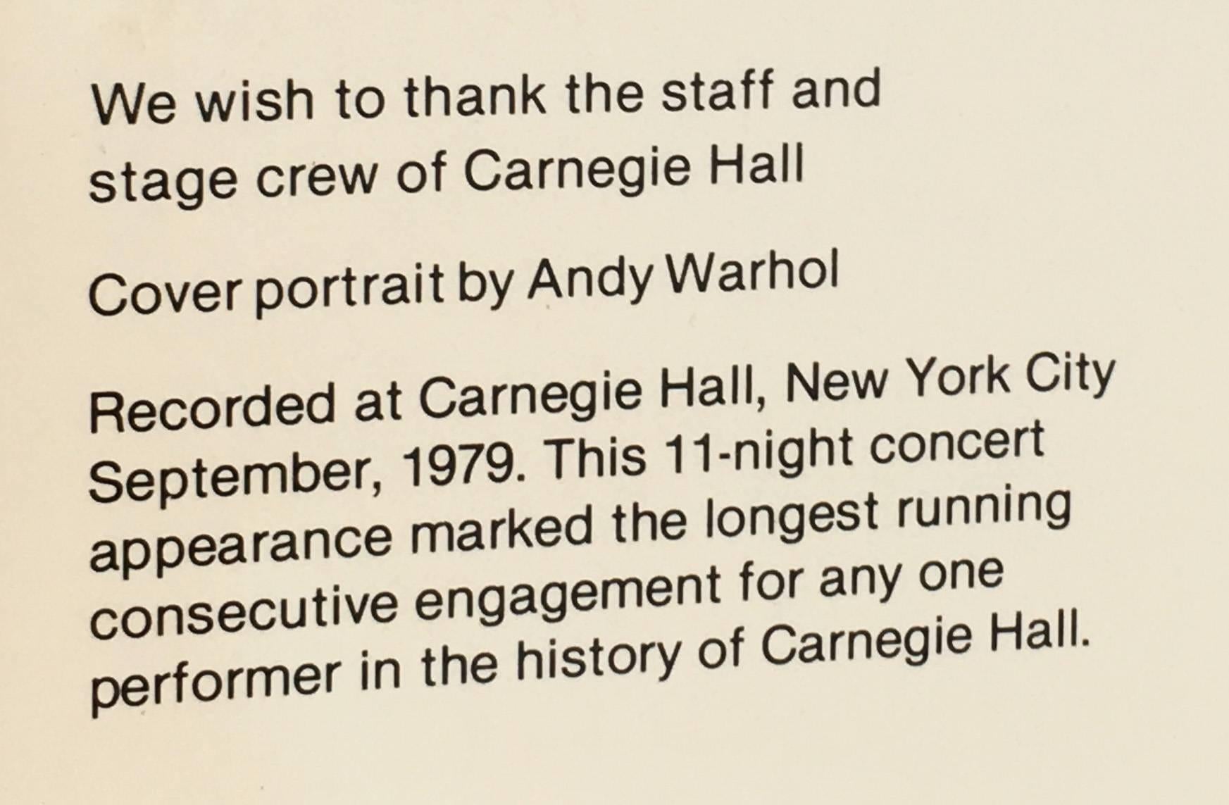 Liza Minnelli, Live at Carnegie Hall, LP - Pop Art Art by Andy Warhol
