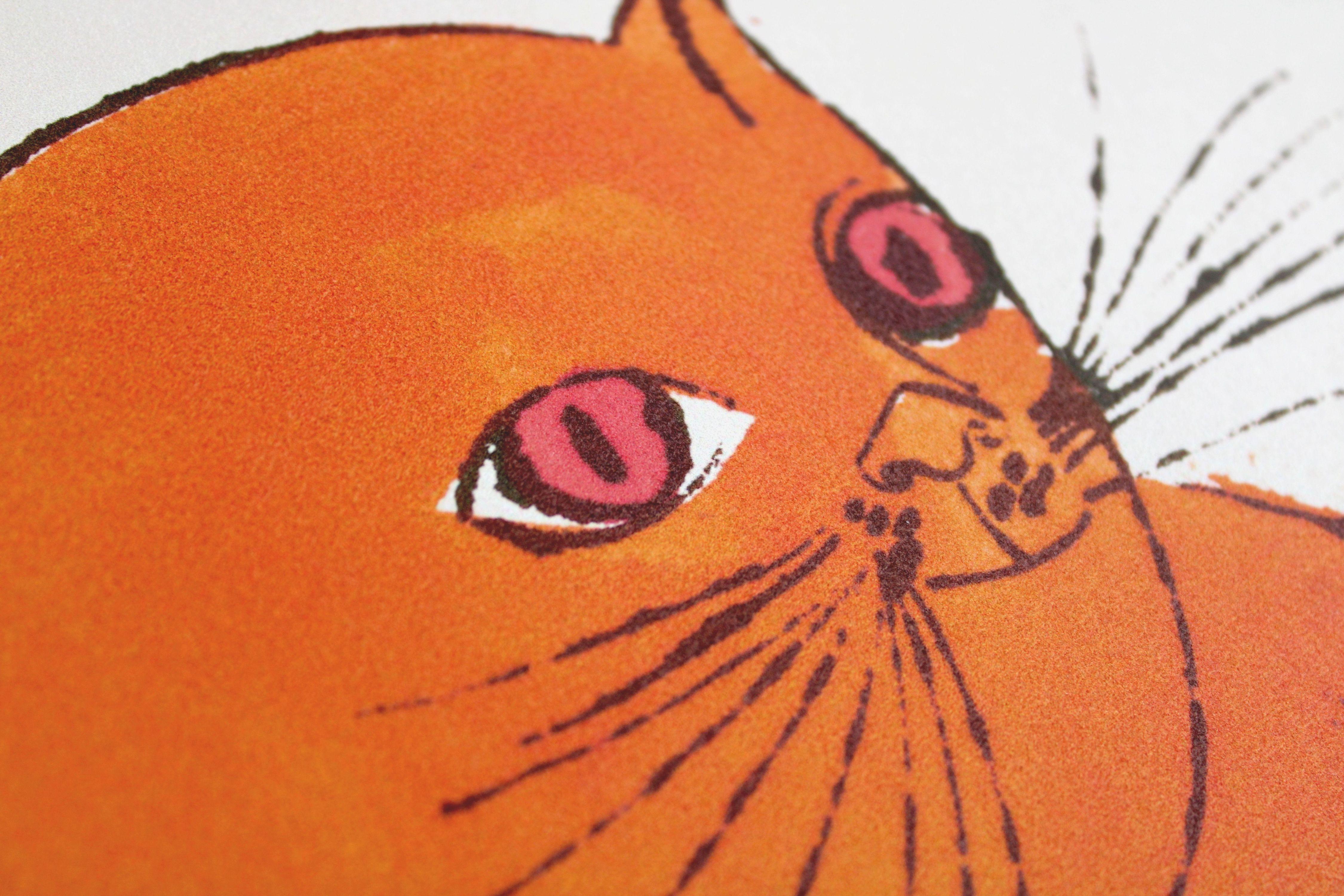 Red cat  93/100. Lithography, offset printing, imprint size 42x27. 5 cm 3