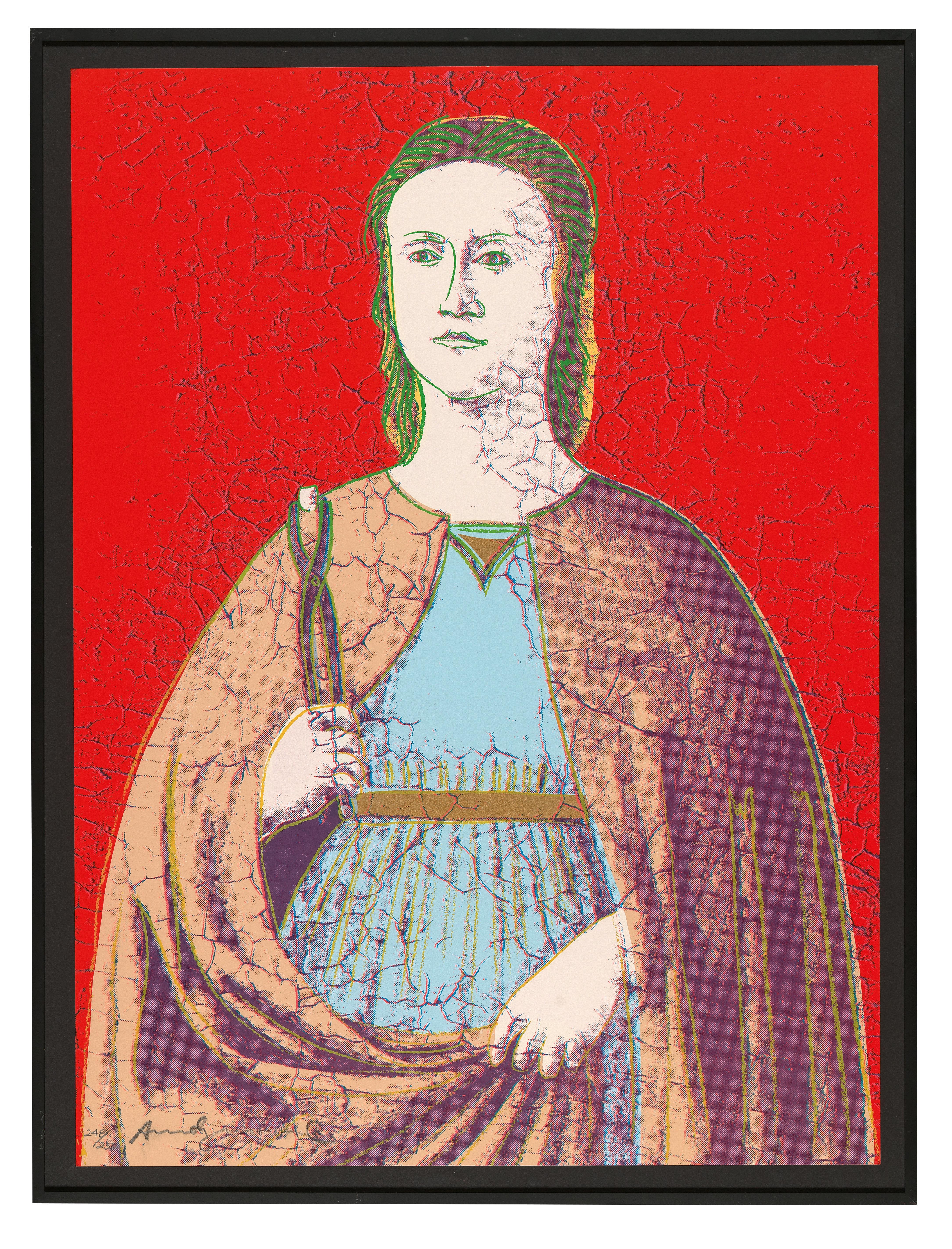 Saint Apollonia – Portfolio von vier Siebdrucken (Braun), Figurative Print, von Andy Warhol