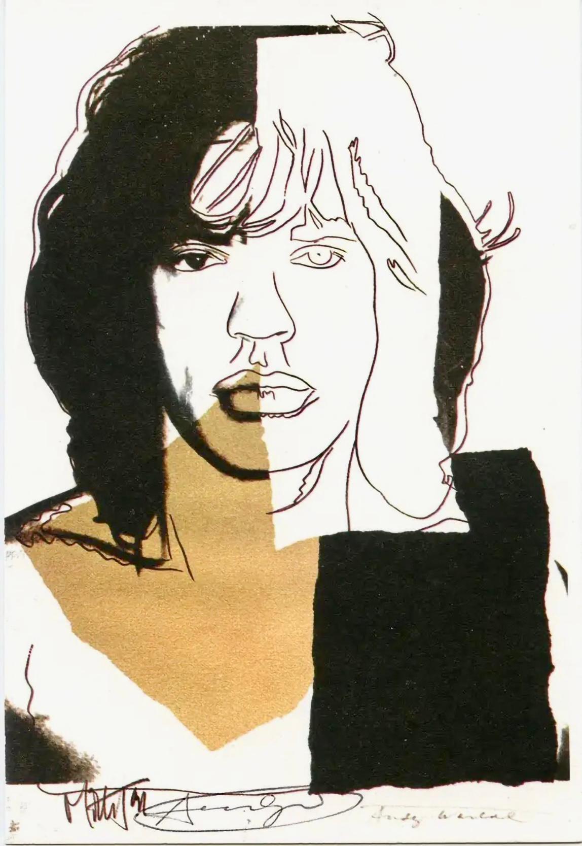 Signed Andy Warhol Mick Jagger announcement card 1975 1