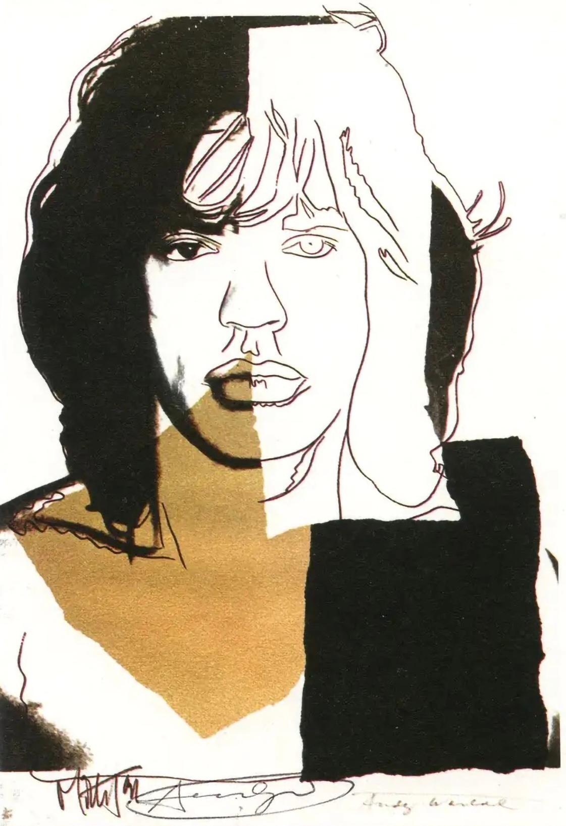 Andy Warhol Mick Jagger Leo Castelli gallery 1975:

A stunning Andy Warhol Mick Jagger announcement card hand signed by Warhol in marker on the lower center (in between a Jagger & Warhol printed signature). This work was published by Castelli