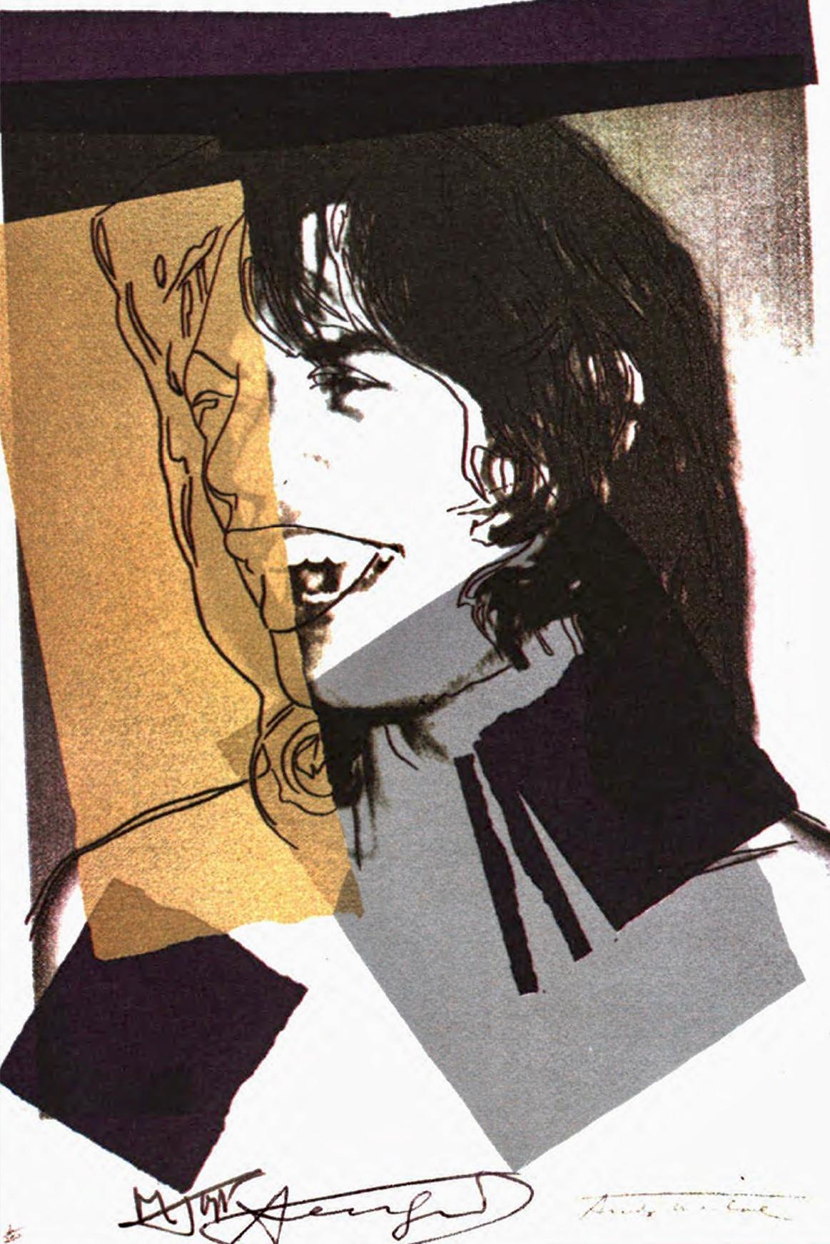 Andy Warhol Mick Jagger Leo Castelli gallery 1975:

A stunning Andy Warhol Mick Jagger announcement card hand signed by Warhol in marker on the lower center (in between a Jagger & Warhol printed signature). This work was published by Castelli