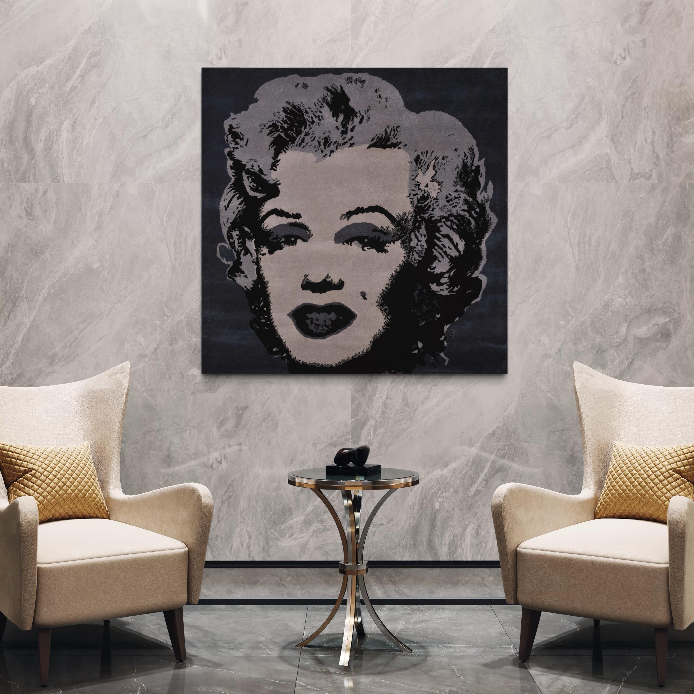 Silberne Silber Marilyn, Andy Warhol, 1990er Jahre, Handgefertigter Teppich, Pop Art  im Angebot 5