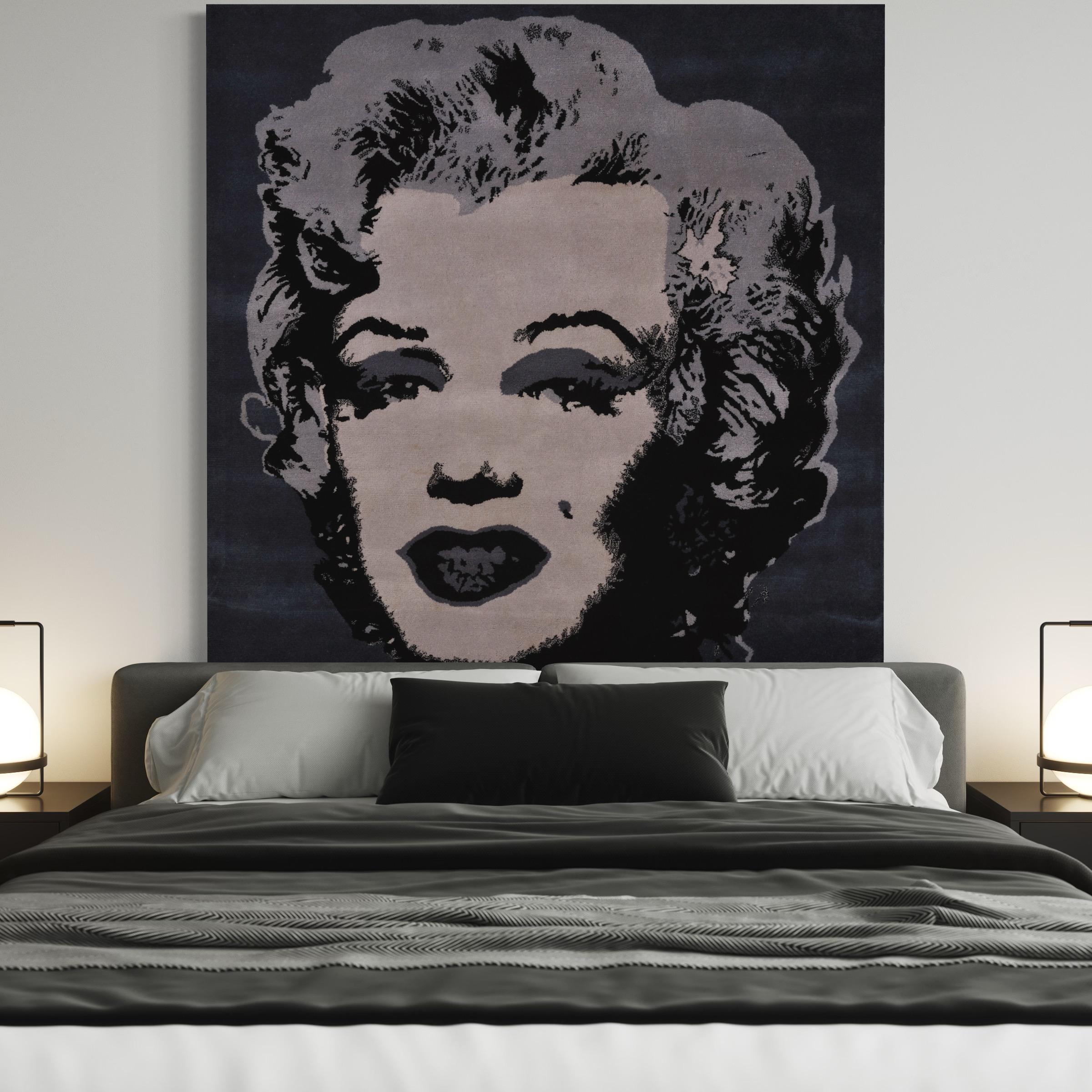 Silberne Silber Marilyn, Andy Warhol, 1990er Jahre, Handgefertigter Teppich, Pop Art  im Angebot 7