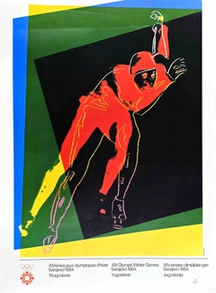 Speed Skater - Vintage Poster XIV Olympic Winter Games Sarajevo - 1984