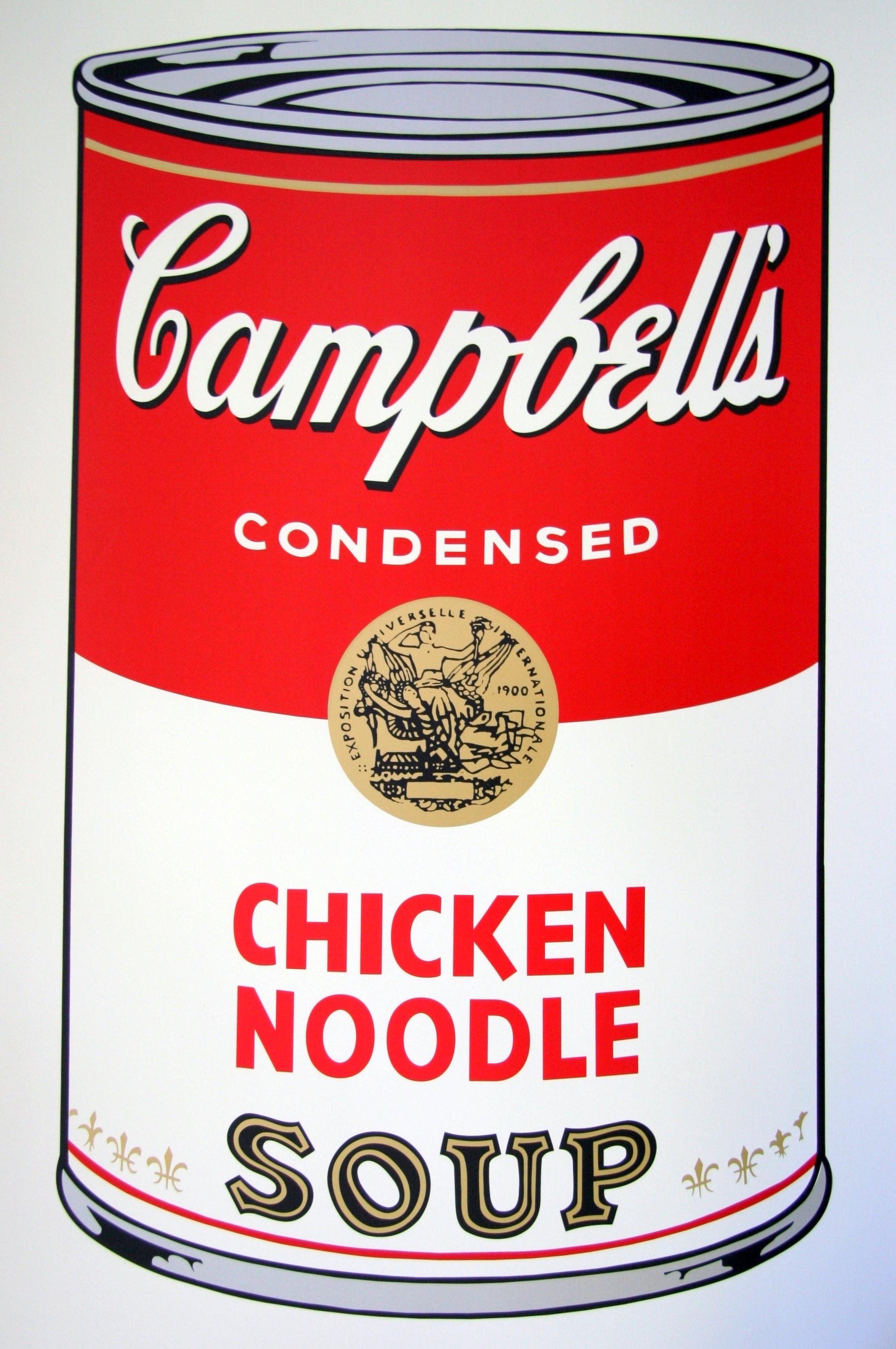 Sunday B. Morning (Andy Warhol), Campbells Chicken Noodle Soup   

Silkscreen print from photo negatives of original Factory Additions stencil on museum quality board. Printed with the highest quality archival inks

Open edition

89 x 58 cm  35.03 x