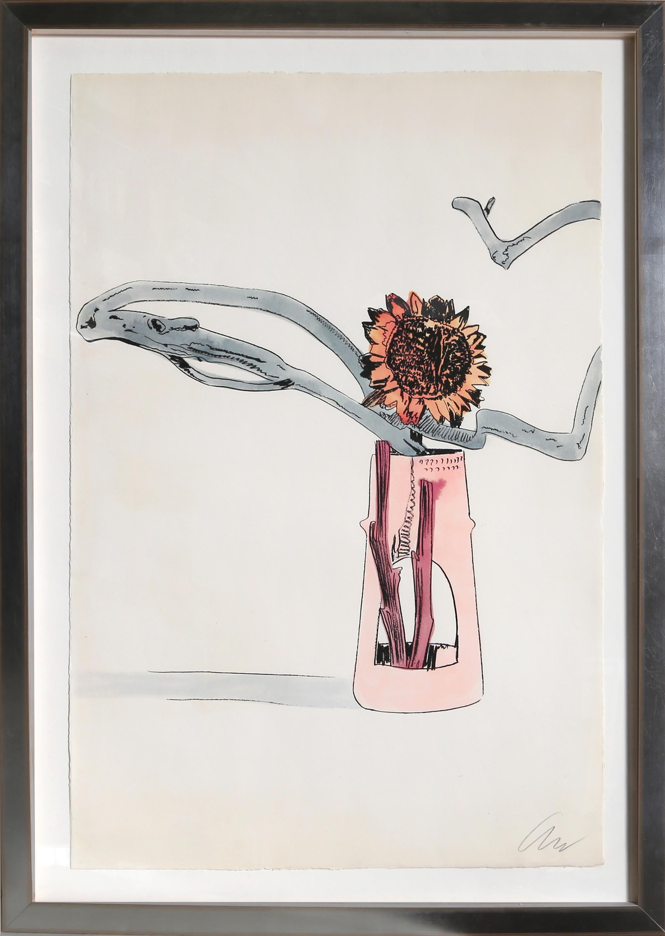 Sunflower FS II.112 by Andy Warhol, American (1928 - 1987)
Year: 1974
Screenprint hand-colored with watercolor on Arches, signed, numbered and dated in pencil on verso, initialled in pencil lower right
Edition of 36/250
Size: 40.5 x 27.25 in.