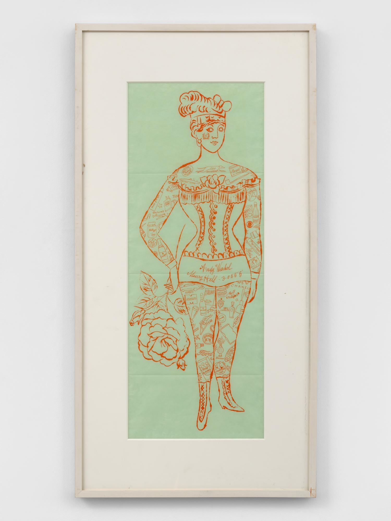 Tattooed Woman Holding Rose - Print by Andy Warhol