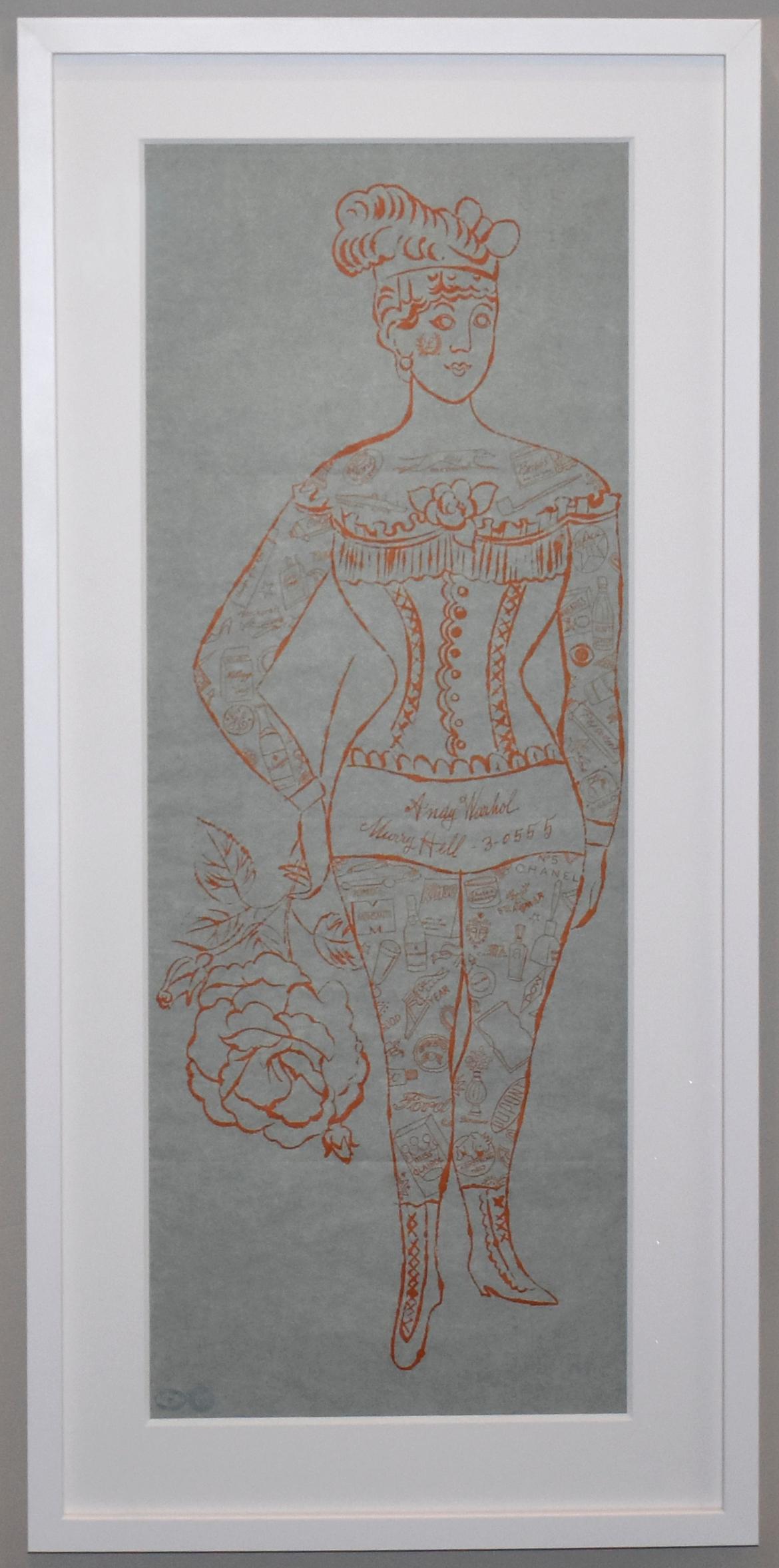 Andy Warhol Portrait Print - Tattooed Woman Holding Rose