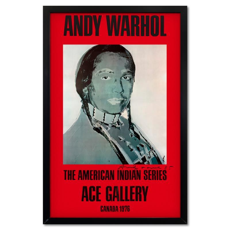 Andy Warhol Print – Gerahmtes Vintage-Poster „The American Indian Series (Red)“ aus der Ace Gallery