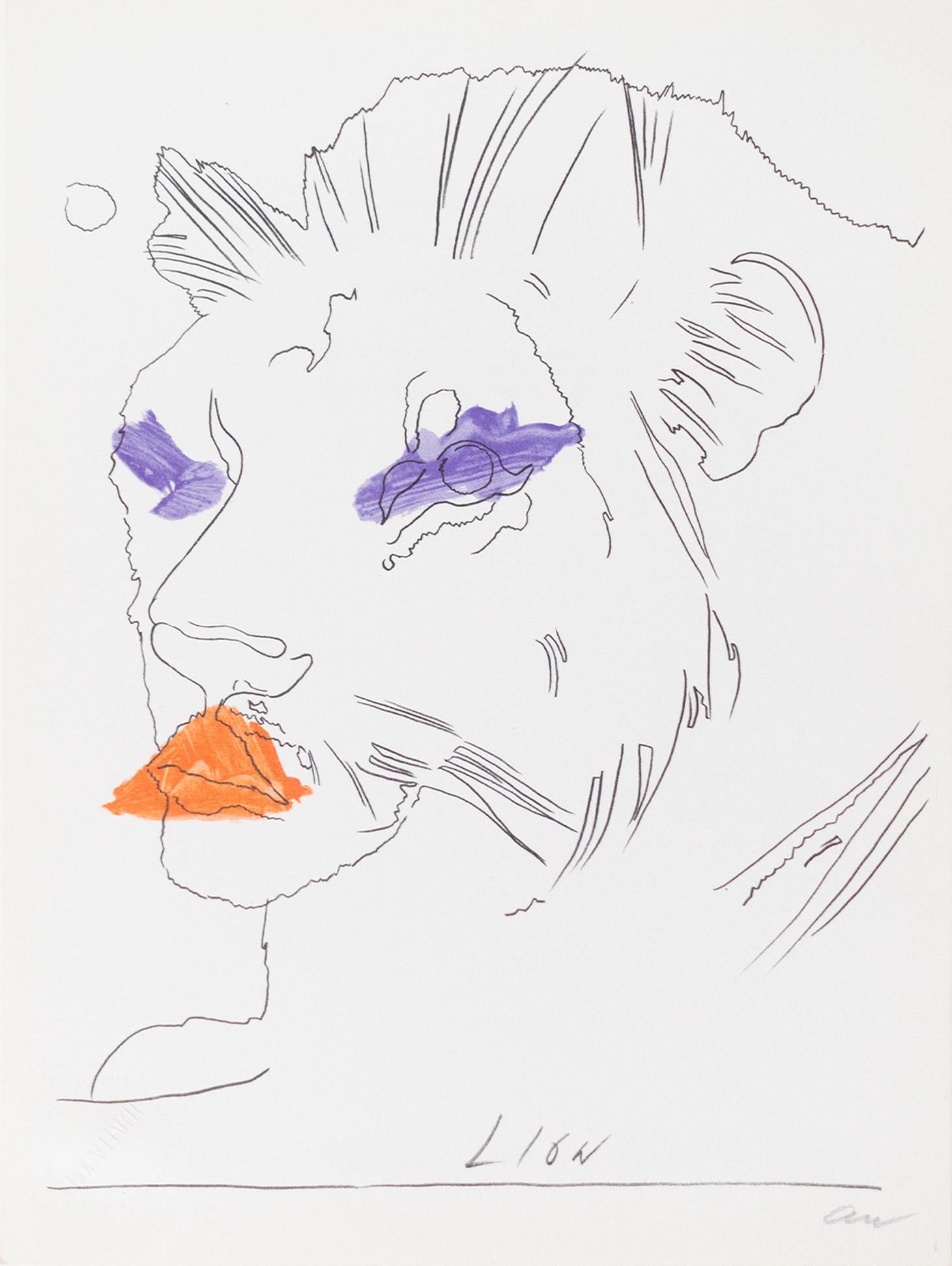 Original-Fotolithografie auf Papier als Teil von Andy Warhols Original-Edition des Werks "THE LION", das speziell für die Serie "LO ZODIACO/The Zodiac" für "BOLAFFI ARTE" geschaffen wurde.
Die Auflage betrug 5.000 Exemplare, die von 1 bis 5.000