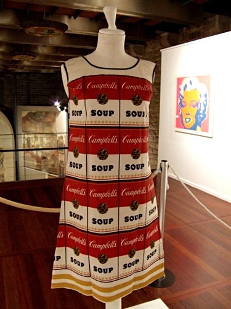 The Souper Dress screenprint cellulose w/ label, edition at Warhol & Met Museums - Gray Abstract Print by Andy Warhol