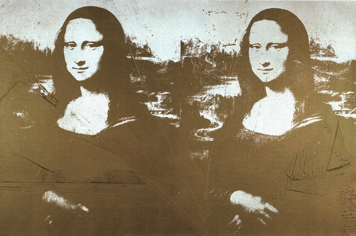 Andy Warhol Portrait Print - Two Golden Mona Lisas Lg)