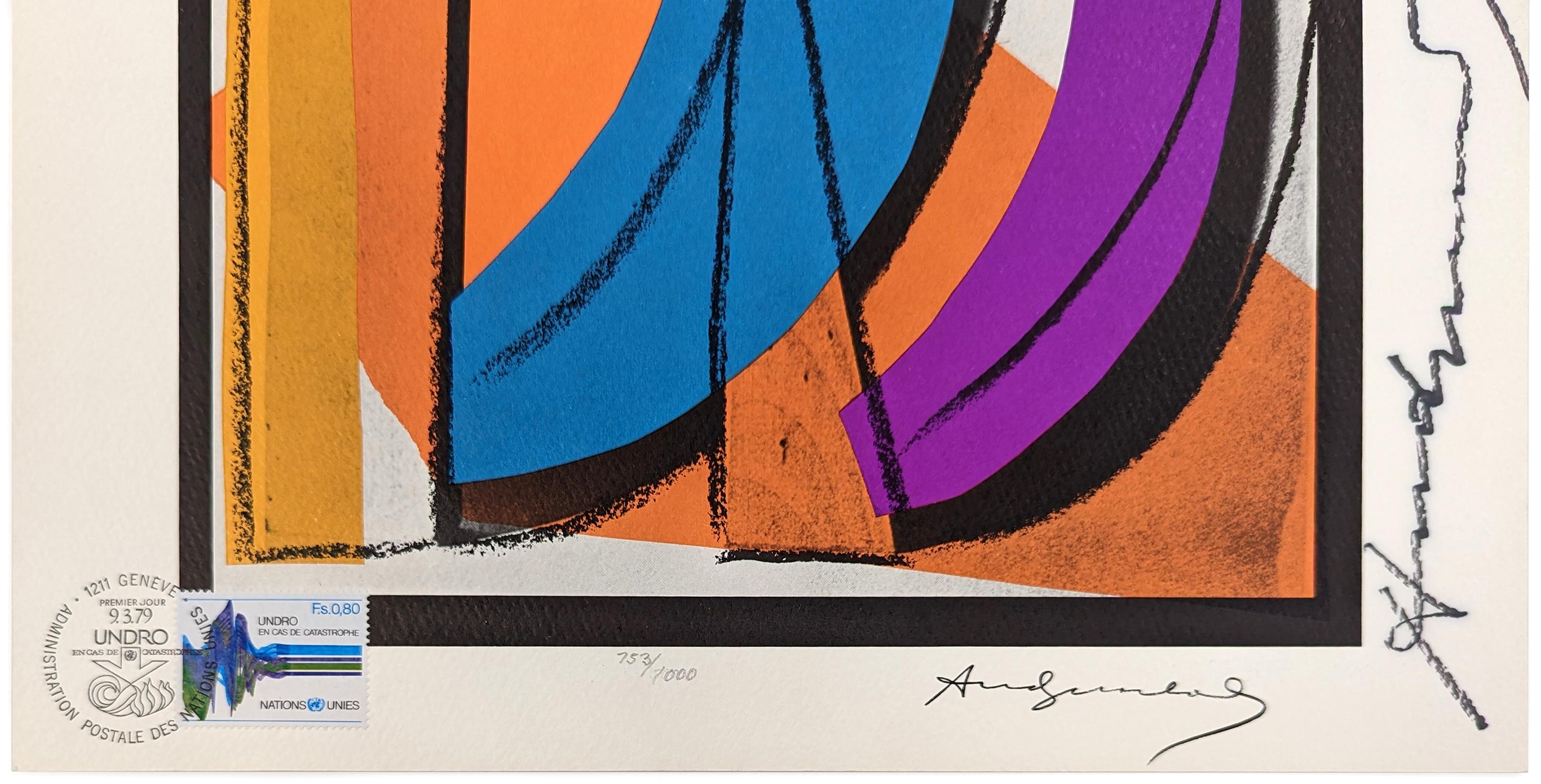 NAZIONI UNITE. Francobollo FS II.185 (edizione limitata firmata a mano) - Print di Andy Warhol