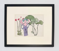 Andy Warhol Lithograph and Watercolor, In the Bottom of My Garden (Plate 8)
