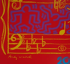 WARHOL & HARING - Jazz, Dancing on Music Sheet - Screenprint Poster, Montreux