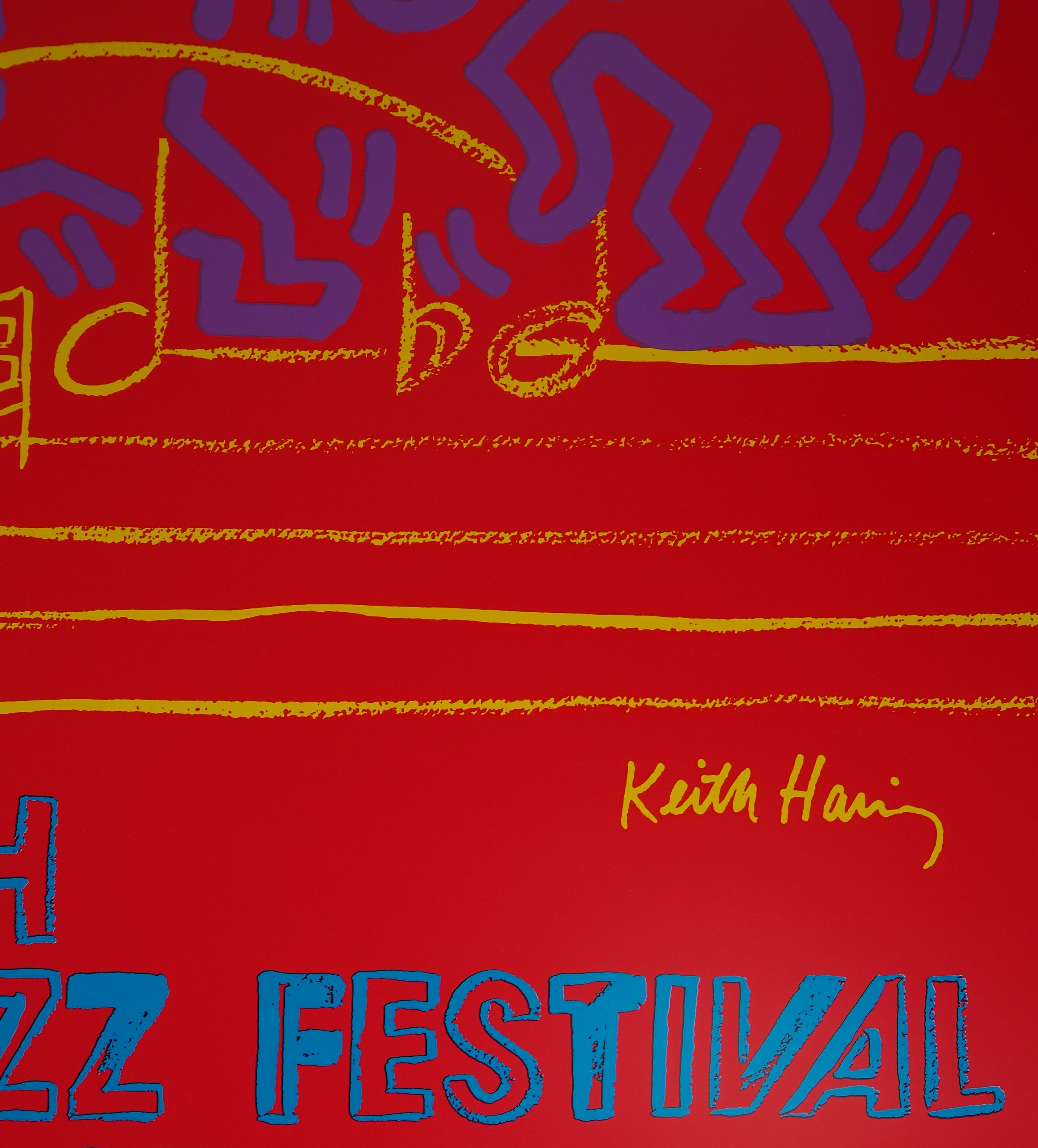 WARHOL & HARING - Jazz, Bailando sobre la partitura - Póster serigrafiado, Montreux - Print moderno estadounidense de Andy Warhol