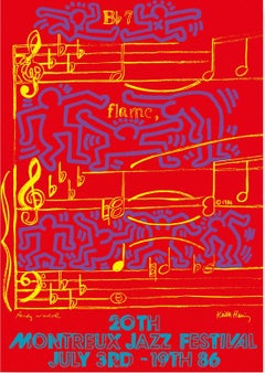Vintage WARHOL & HARING - Jazz, Dancing on Music Sheet - Screenprint Poster, Montreux