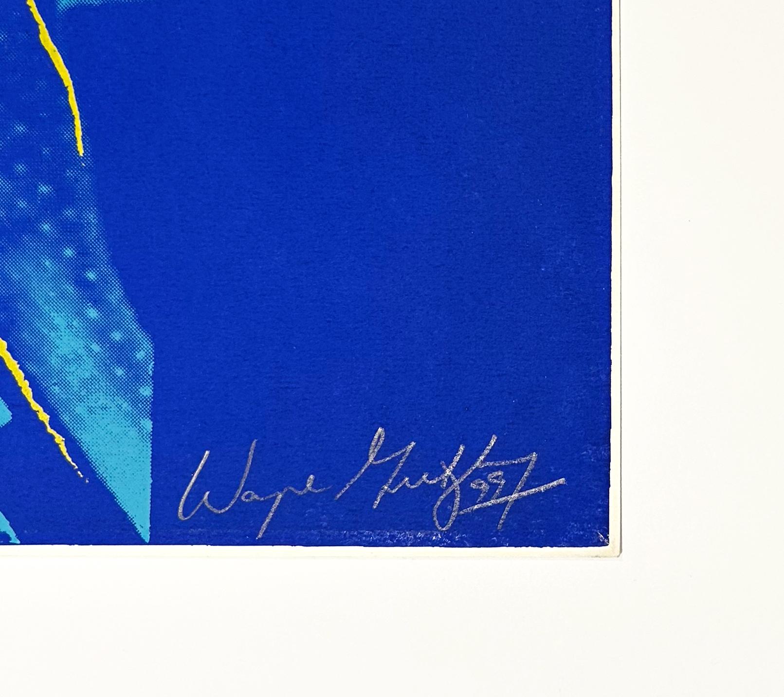 Wayne Gretzky #99 - Blue Portrait Print by Andy Warhol