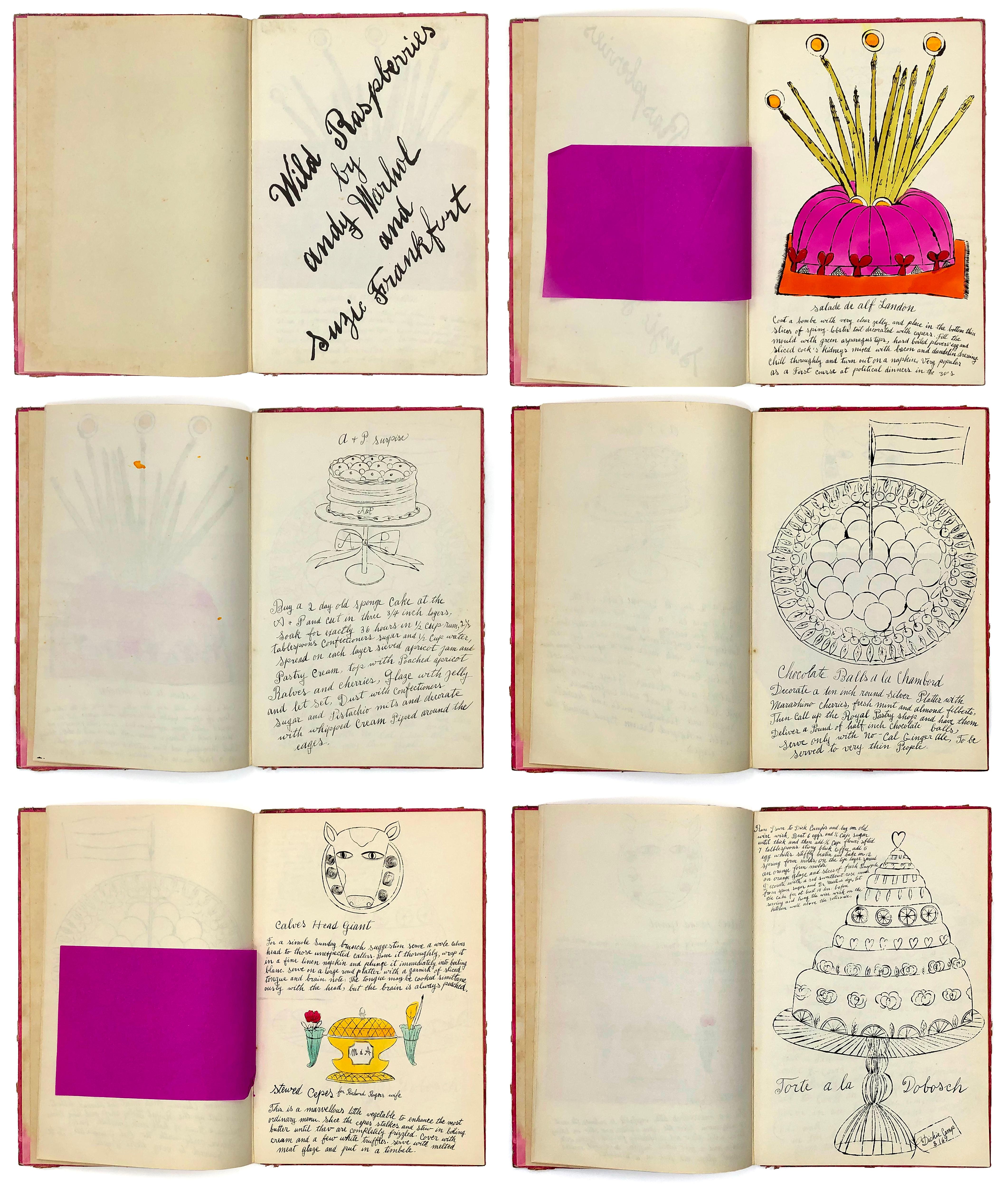 Artista Andy Warhol
Título: Frambuesas silvestres FS IV.126-143

Libro completo, con 18 litografías offset, 3 coloreadas a mano (una de ellas doble), portada impresa y dos páginas en blanco (tal como se publicó), con recetas de Suzie Frankfurt en