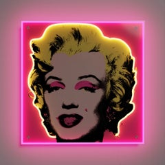 Gelbpop Marilyn Monroe (Rosa) Neonfarbener Wandbehang, Foundation Autorisiert, 39/500