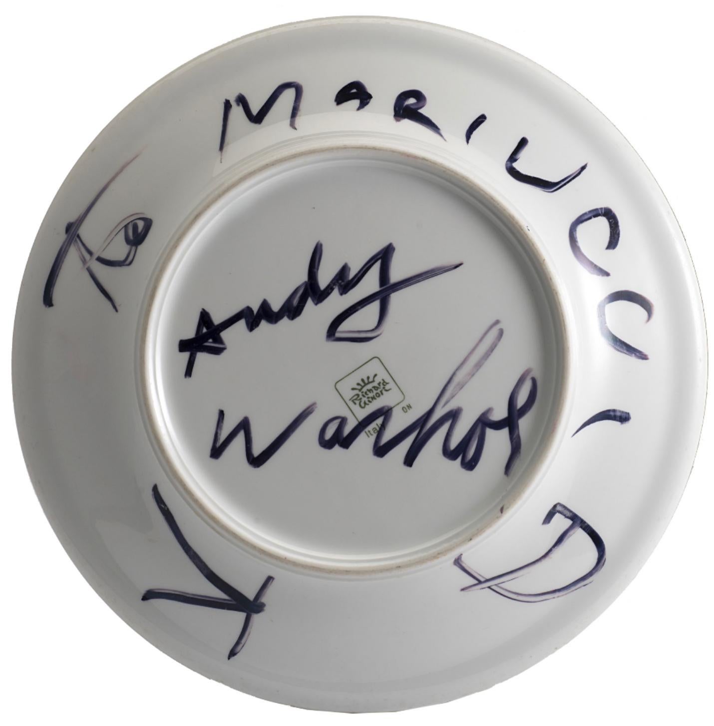Tigar, Andy Warhol, American Art, Post-War, Unique piece, Porcelain, 1980's 

Marker on porcelain
Signed and dedicated on the back : to Mariuccia / Andy Warhol / D K

Provenance :
Private Collection, Italia

Along with his career, Andy Warhol