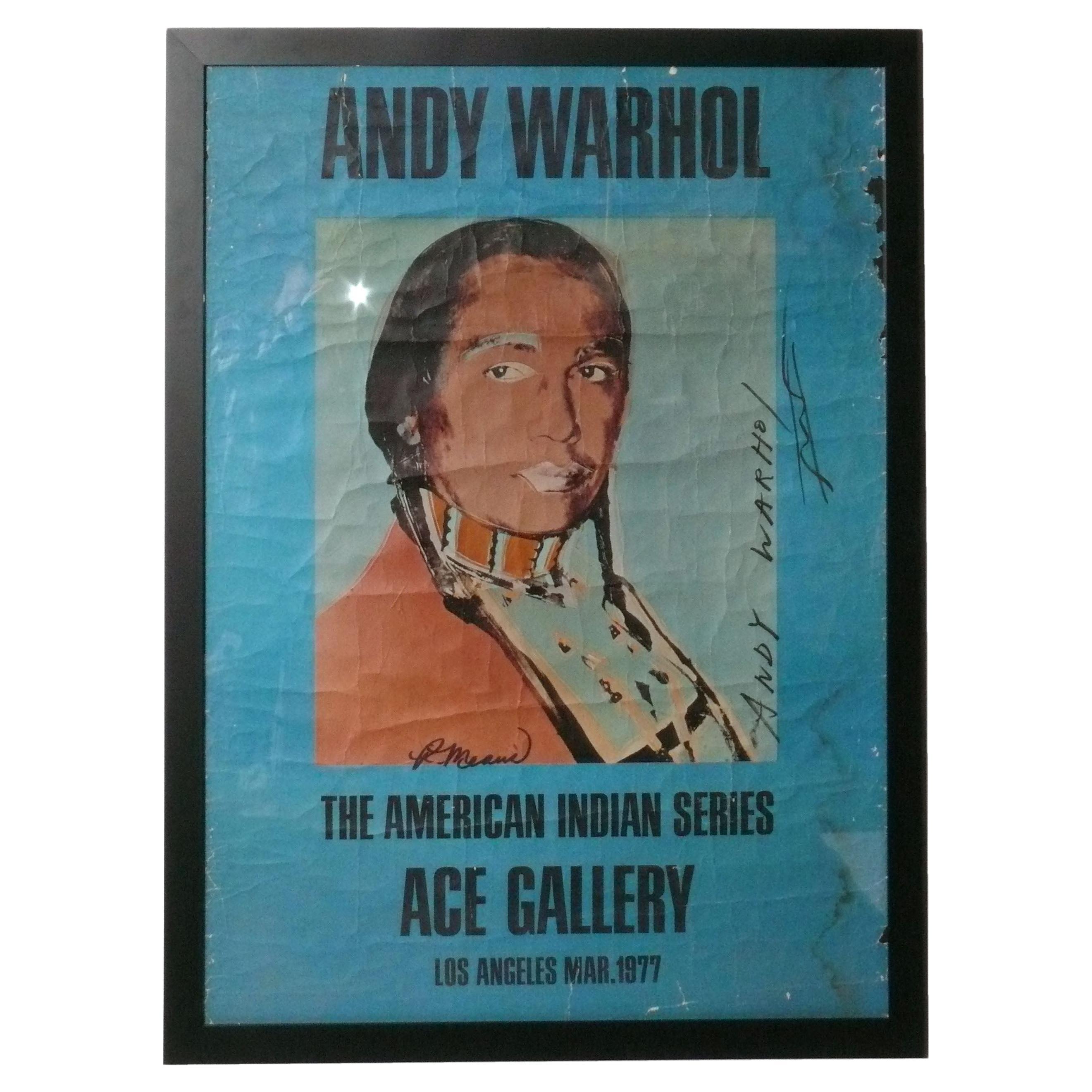 Andy Warhol Signed Lithograph 52" x 38" American Indian Mid Century Modern Art