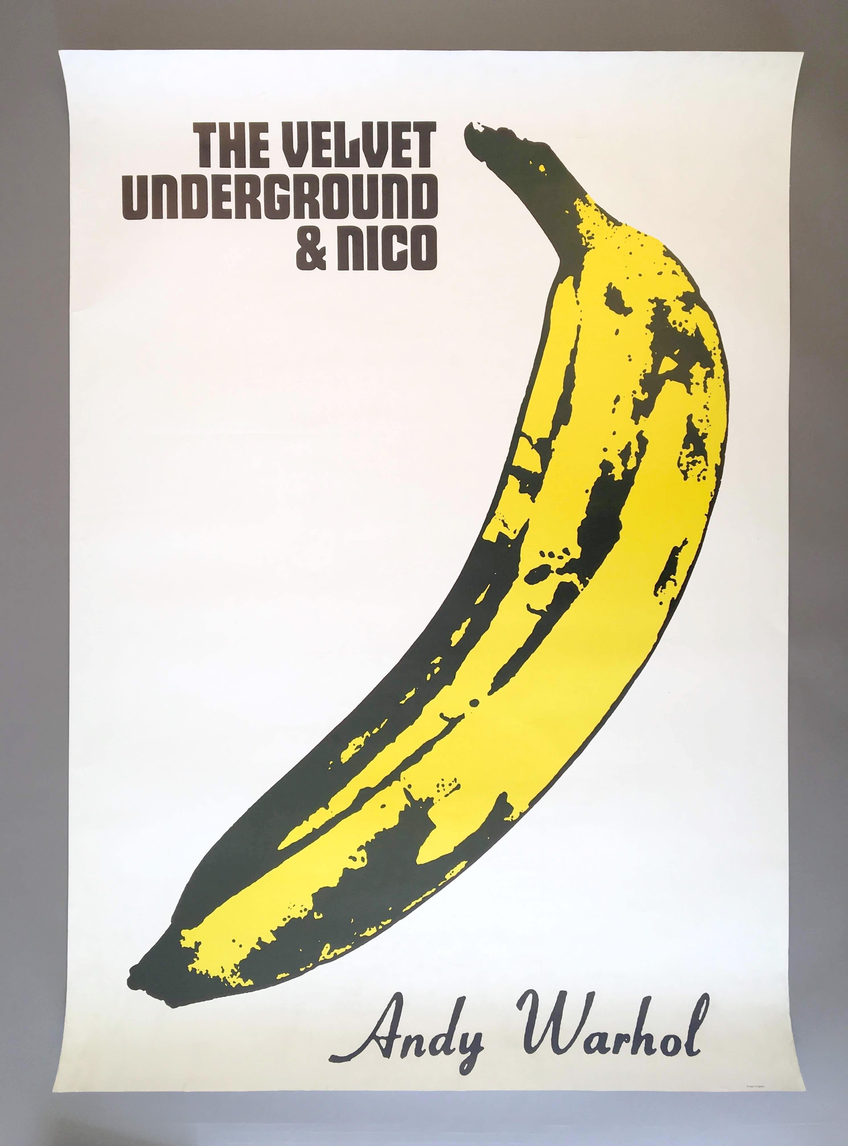 Andy Warhol (États-Unis, 1928-1987)
The Velvet Underground & Nico, 1967
 
Il s'agit d'une affiche promotionnelle extrêmement rare, de taille maximale, pour le célèbre album rock 