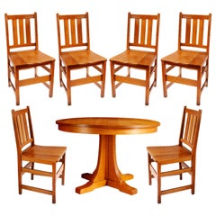Andy Warhol's 6 Stickley Chairs from the Factory and Contemporary Stickley Table