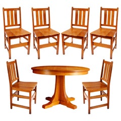 Used Andy Warhol's 6 Stickley Chairs from the Factory and Contemporary Stickley Table