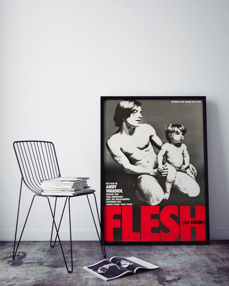 Mid-Century Modern Andy Warhol's 'Flesh' Original Vintage Movie Poster, French, 1968 For Sale