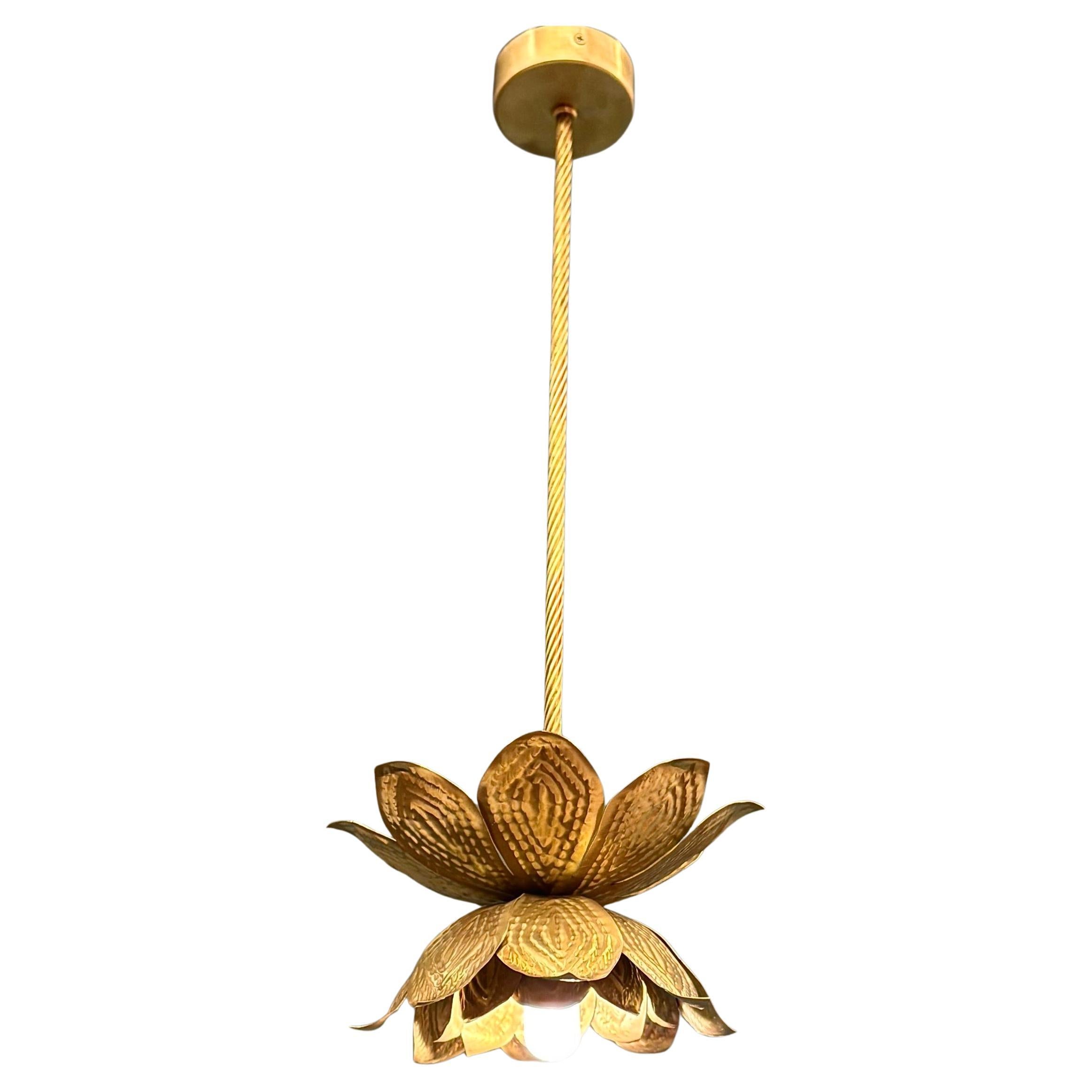 Anella Lotus Flower Hammered Brass Pendant Light