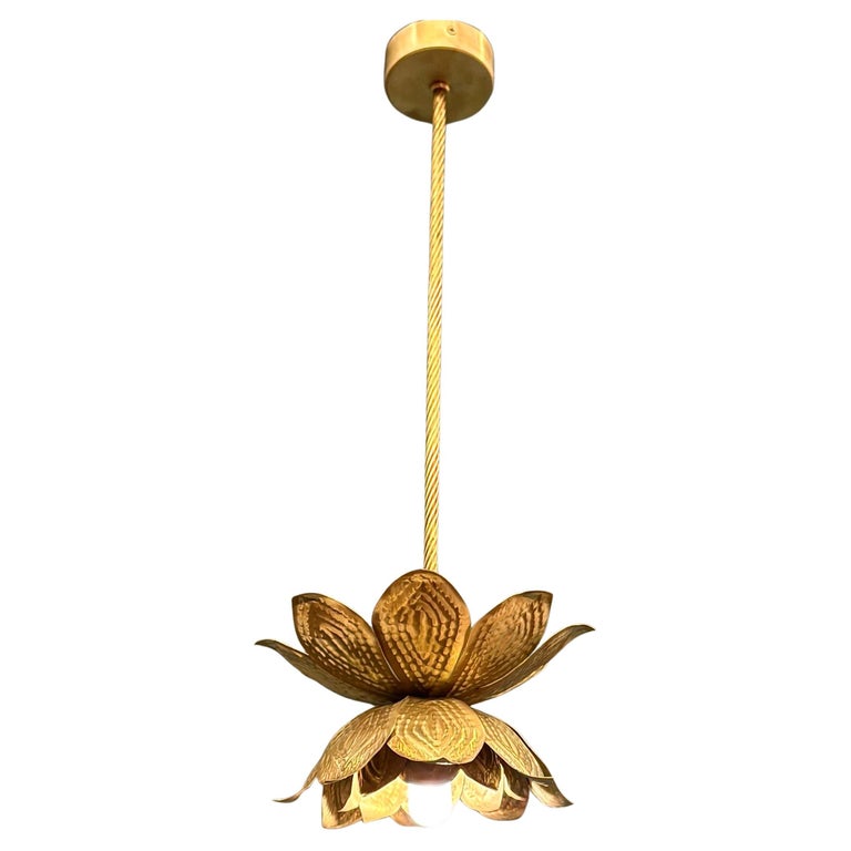 Anella Lotus Flower Hammered Brass Pendant Light