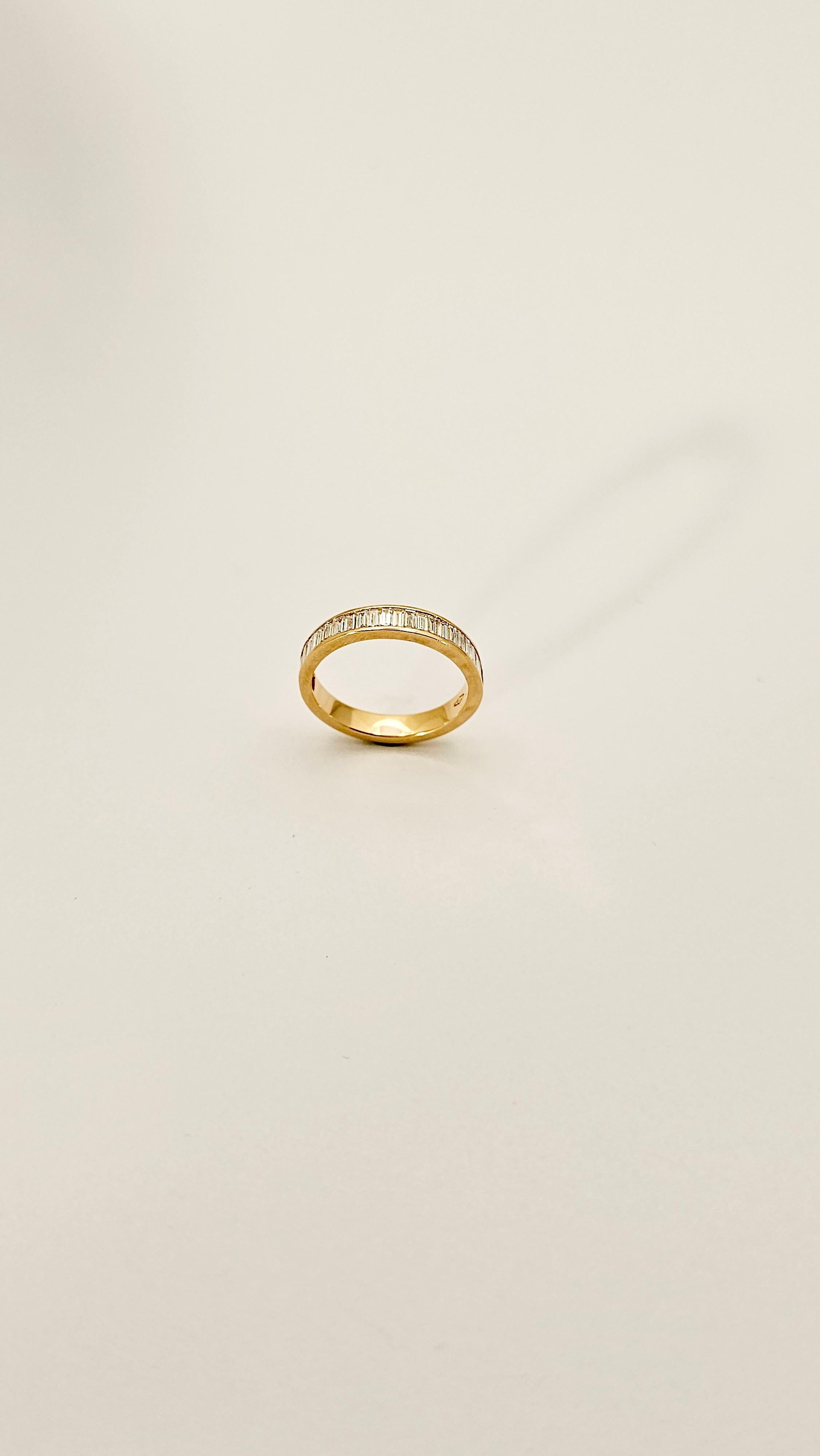 Baguette Cut Band Ring with Baguette Diamonds in 18Kt Rose Gold For Sale