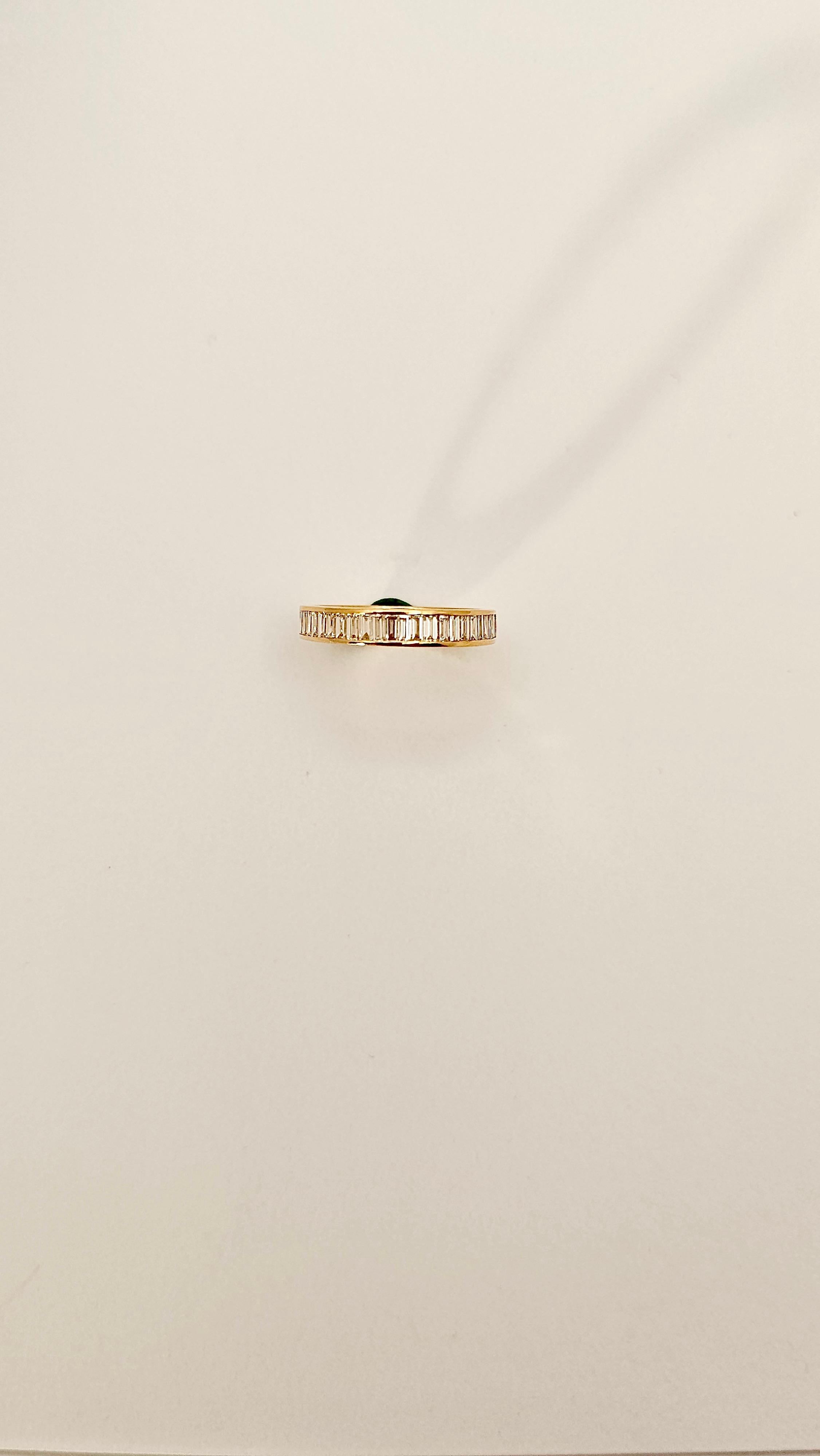 Women's or Men's Band Ring with Baguette Diamonds in 18Kt Rose Gold For Sale